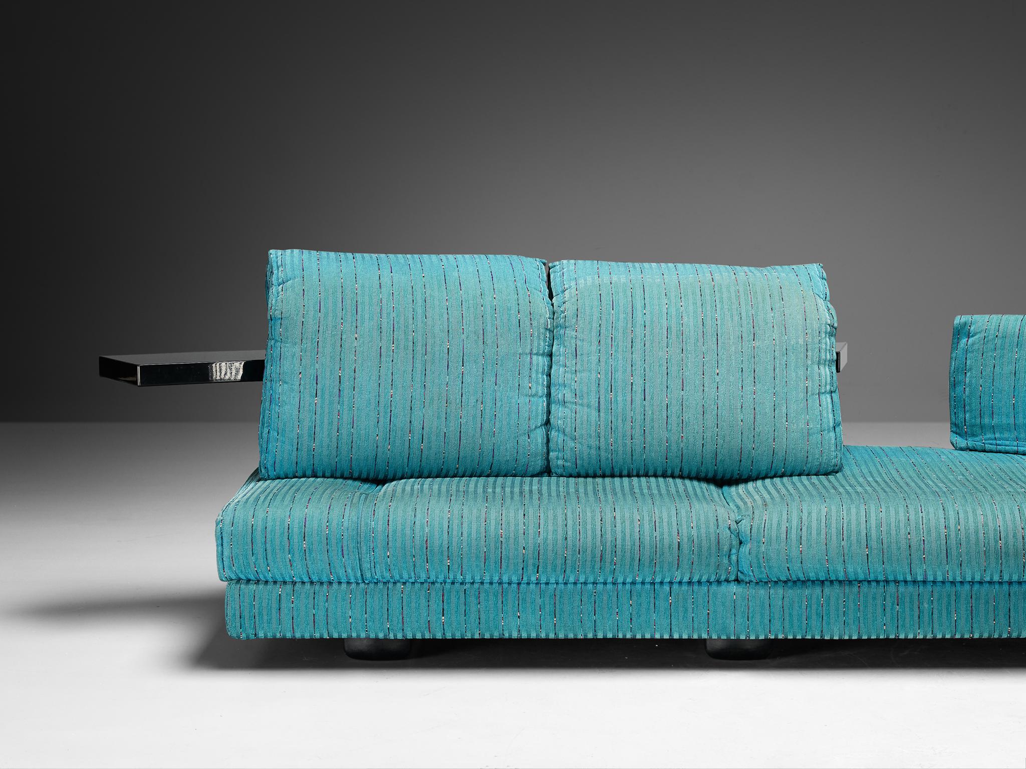 Metal Mauro Lipparini for Saporiti 'Avedon' Sofa in Turquoise Upholstery For Sale