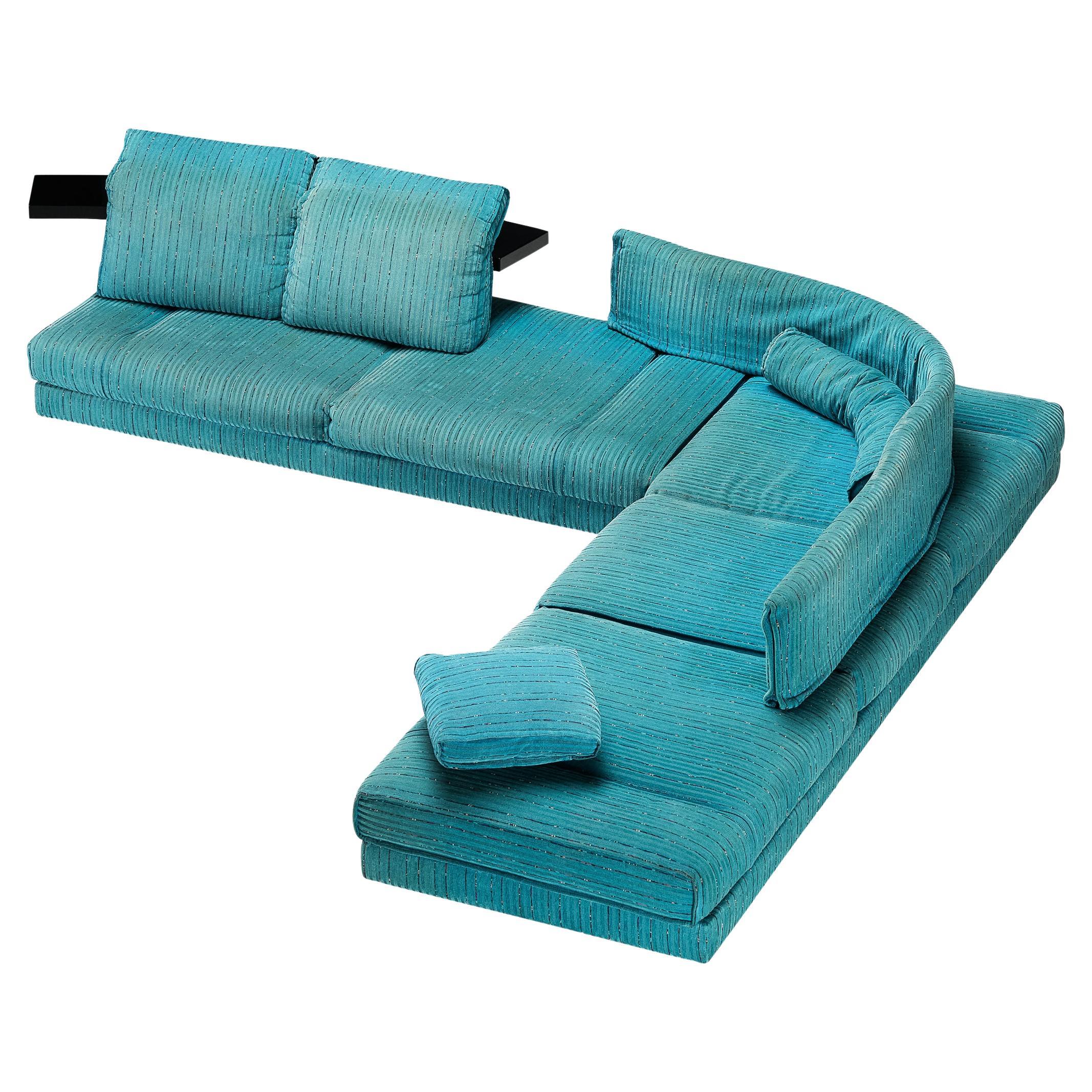 Mauro Lipparini for Saporiti 'Avedon' Sofa in Turquoise Upholstery For Sale