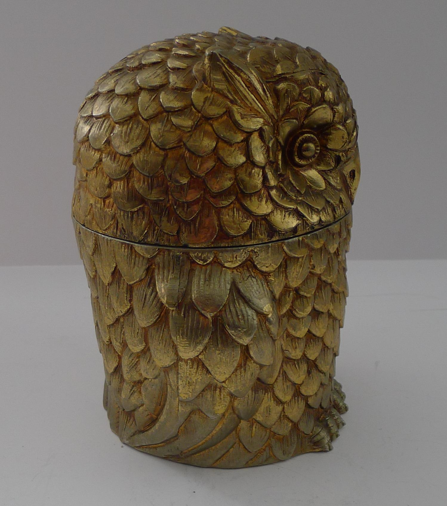 Mauro Manetti, Florencia, Italia - Cubitera Búho c.1960 Dorado en venta