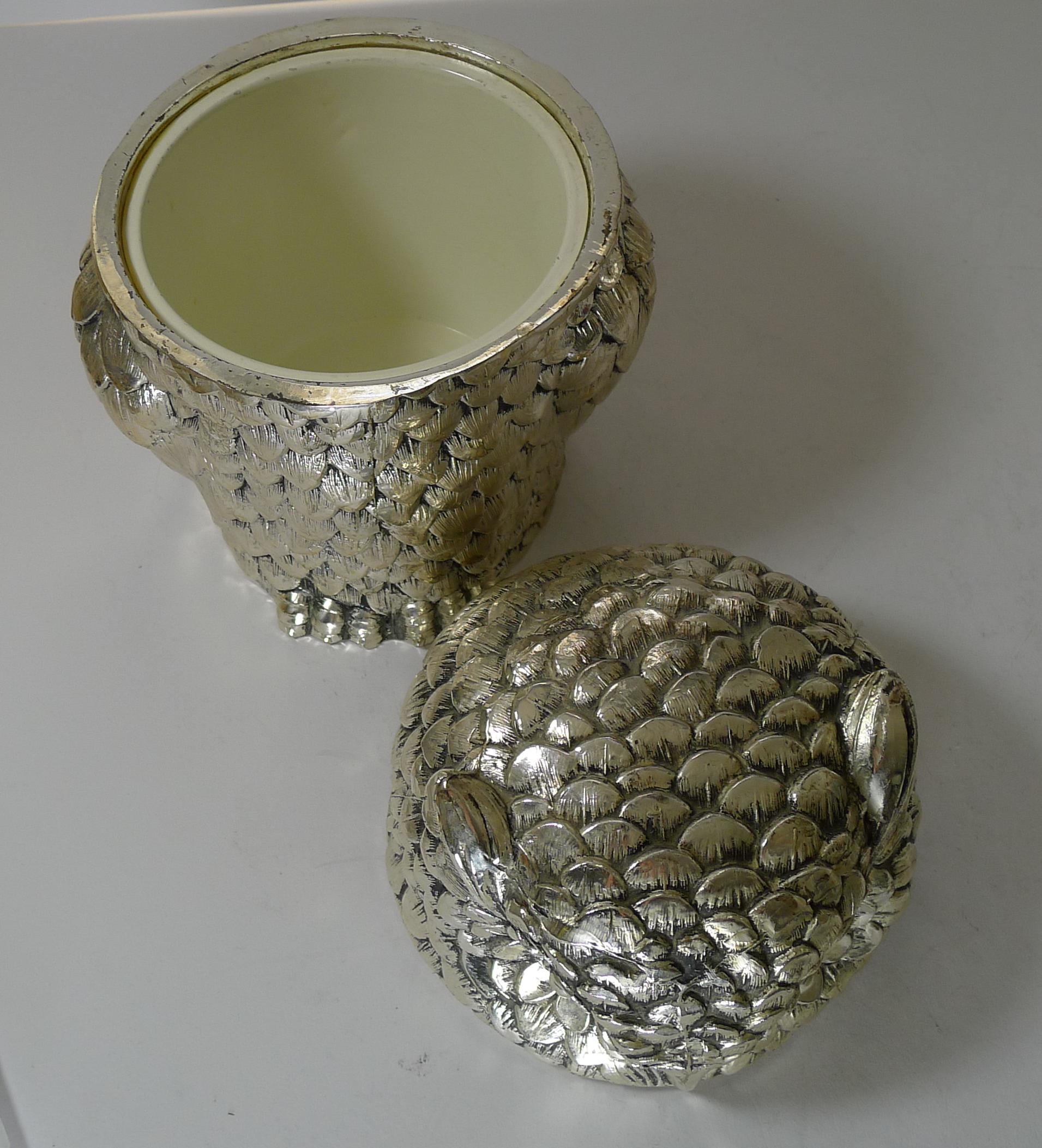 Silver Plate Mauro Manetti, Florence, Italy, Owl Ice Bucket c.1960