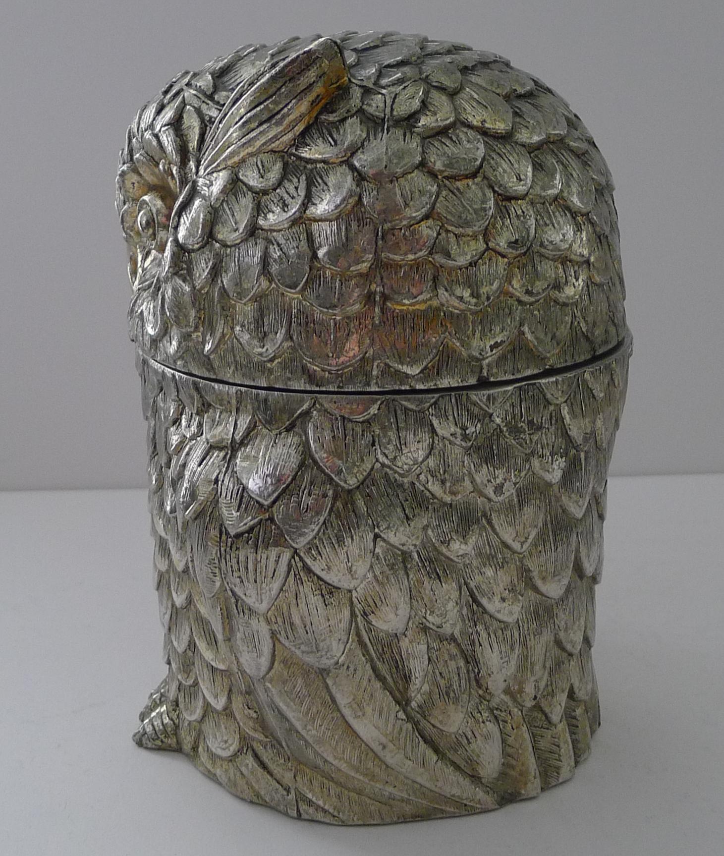 Silver Plate Mauro Manetti, Florence, Italy - Owl Ice Bucket c.1960 For Sale