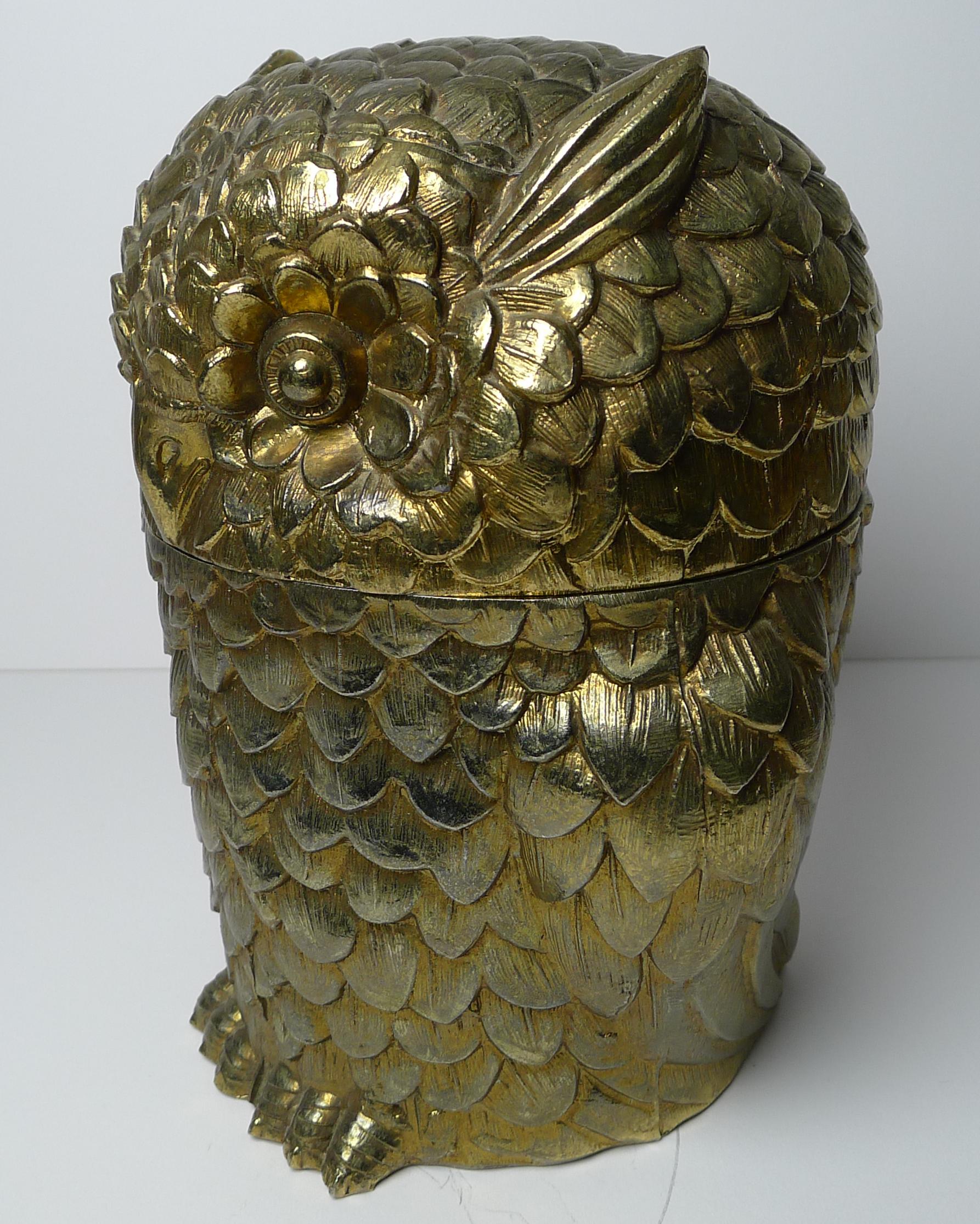 Metà XX secolo Mauro Manetti, Firenze, Italia - Secchiello per il ghiaccio a forma di gufo, 1960 ca.