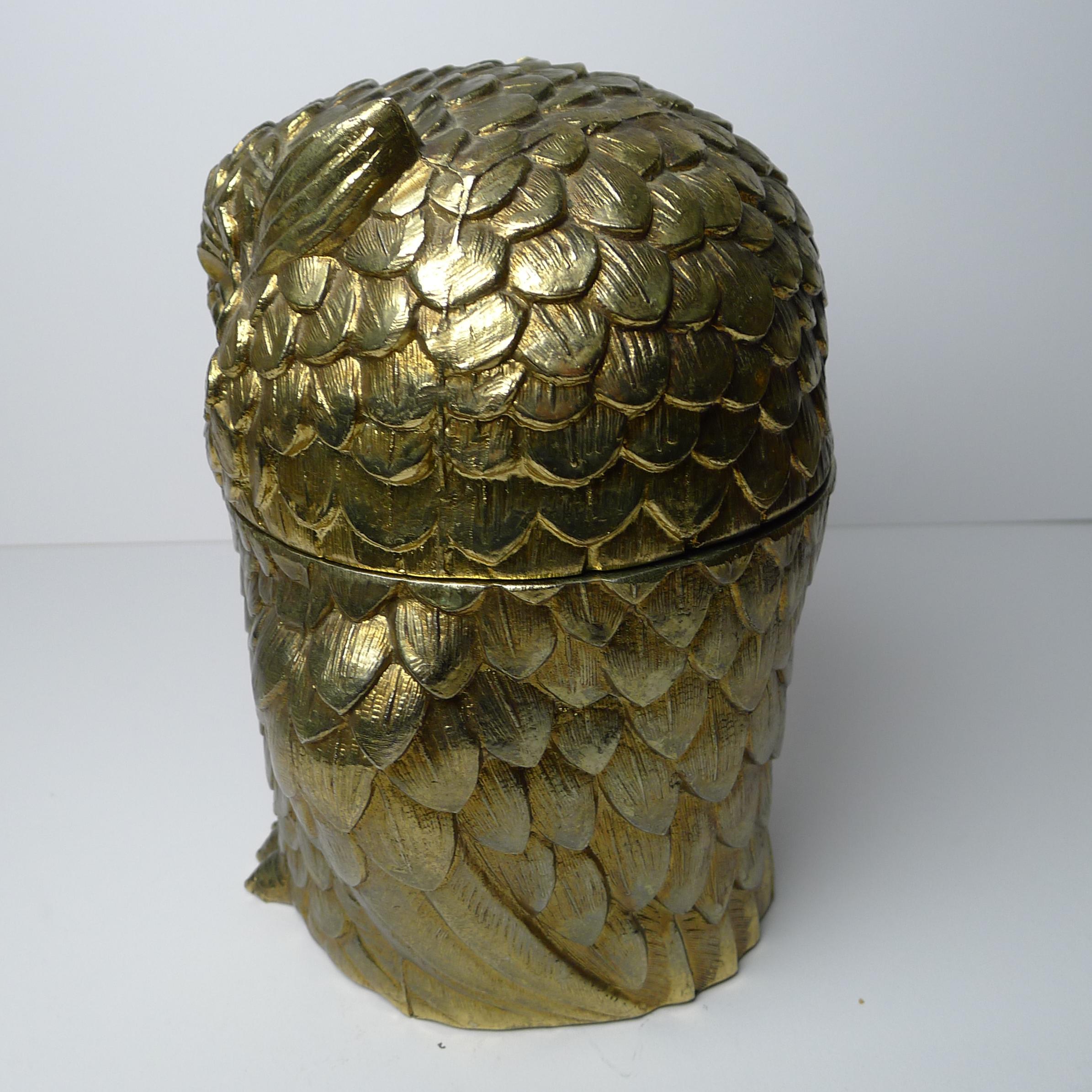 Metallo Mauro Manetti, Firenze, Italia - Secchiello per il ghiaccio a forma di gufo, 1960 ca.