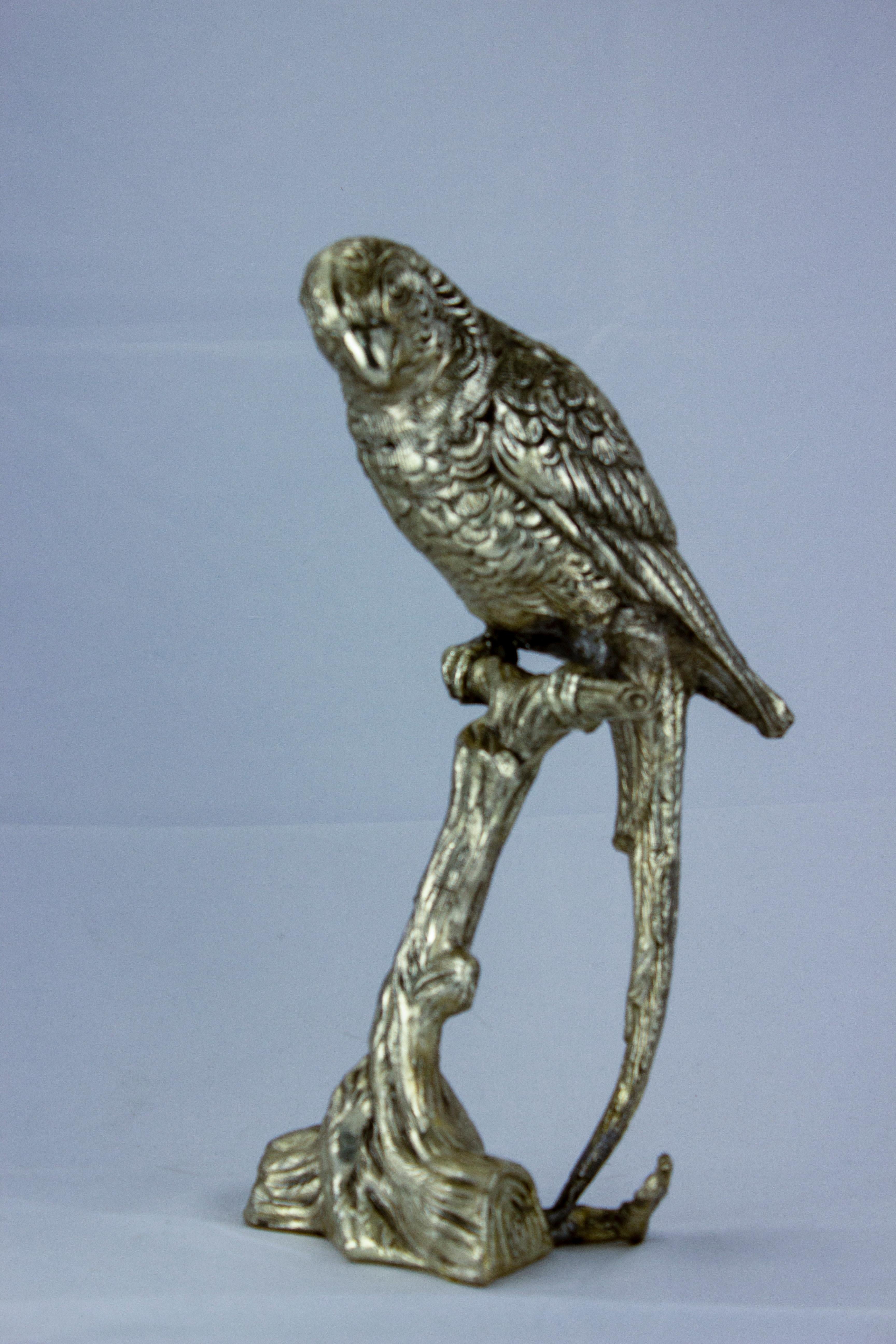 Mauro Manetti for Fonderia d'Arte, Silver Plated Metal Parrot In Good Condition For Sale In Schaerbeek, BE