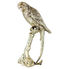Mauro Manetti pour Fonderia d'Arte, perroquet en métal plaqué argent