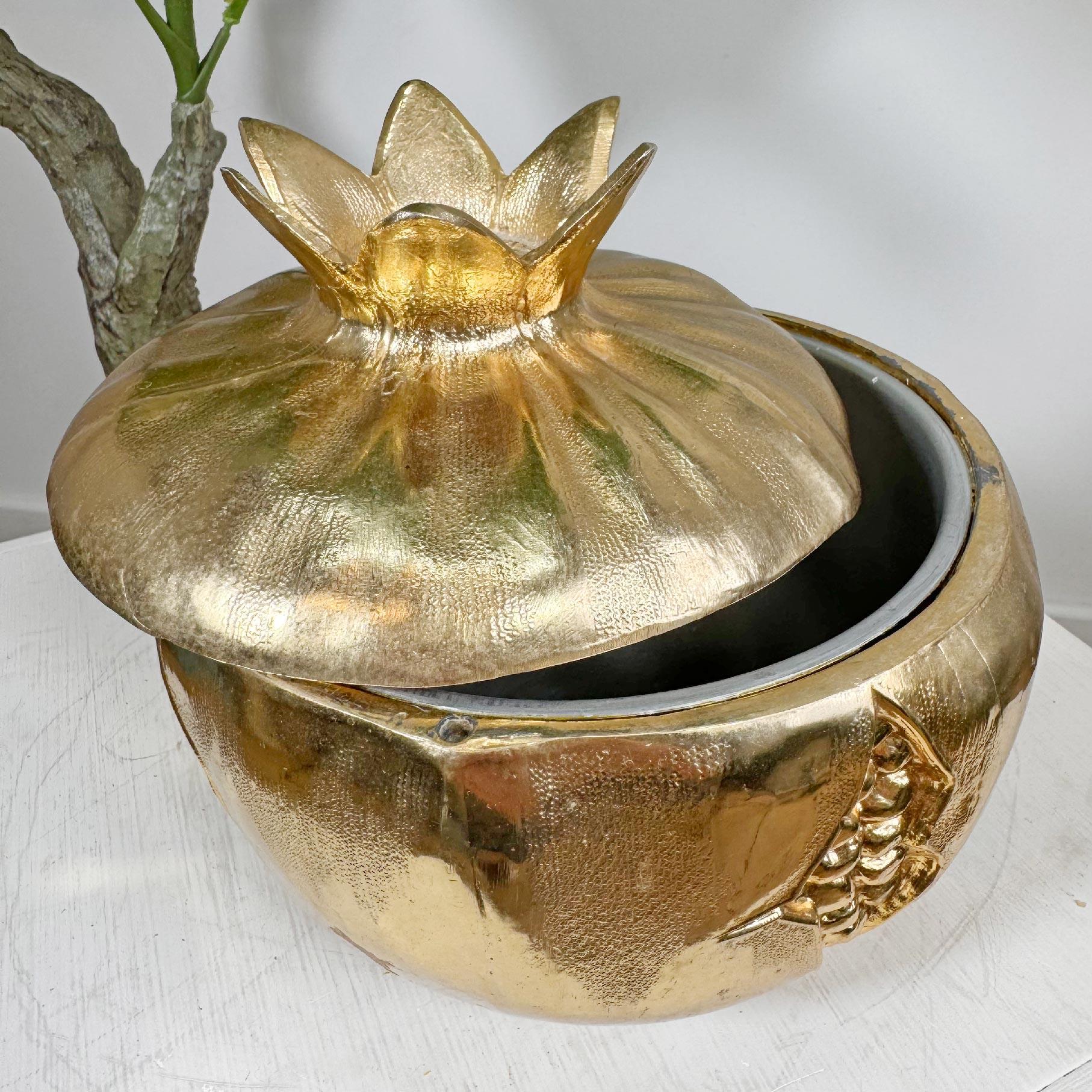 Italian Mauro Manetti Gold Pomegranate Ice Bucket For Sale