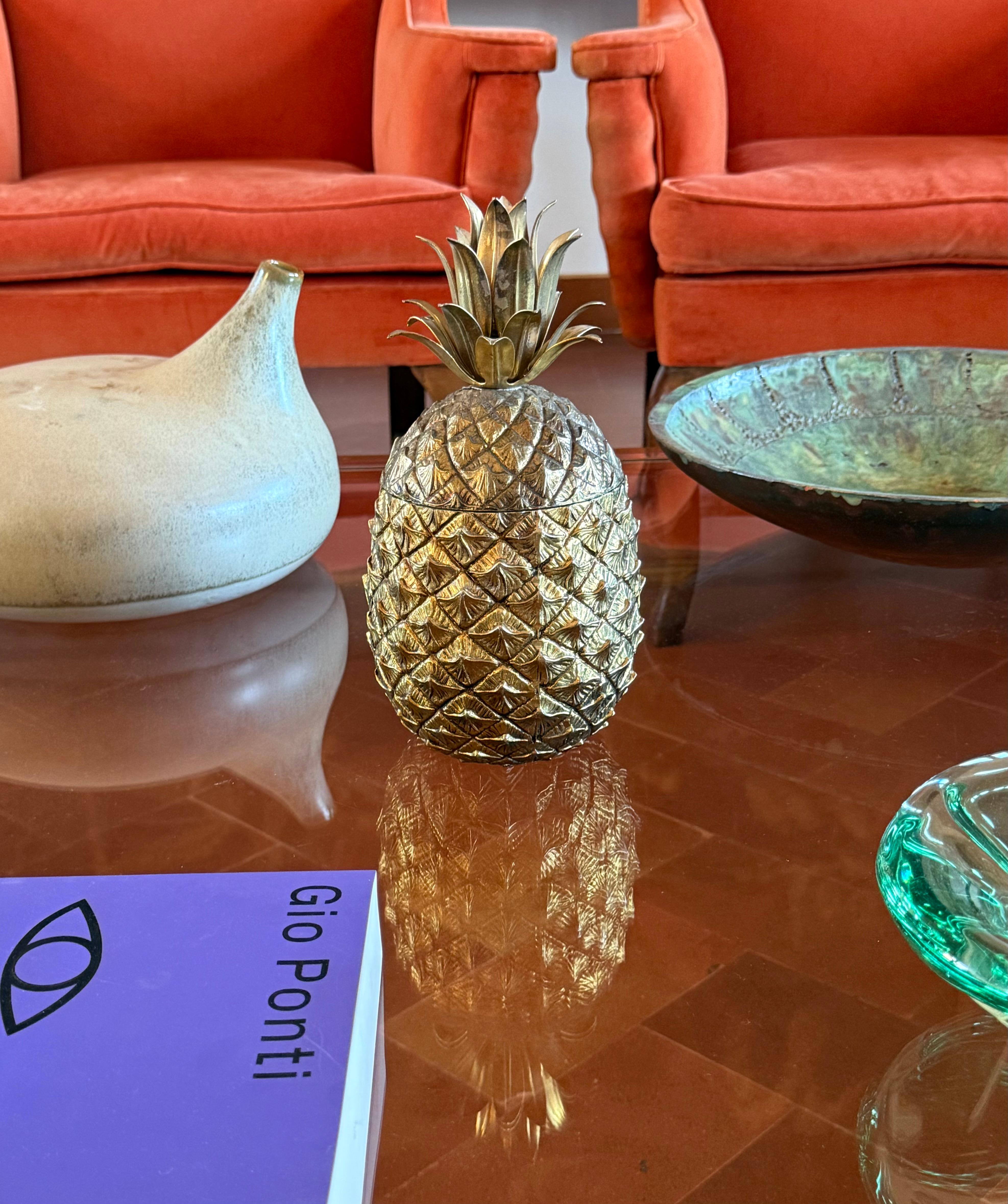 Mauro Manetti, golden Pineapple ice bucket, Italy 1970s (Hollywood Regency) im Angebot