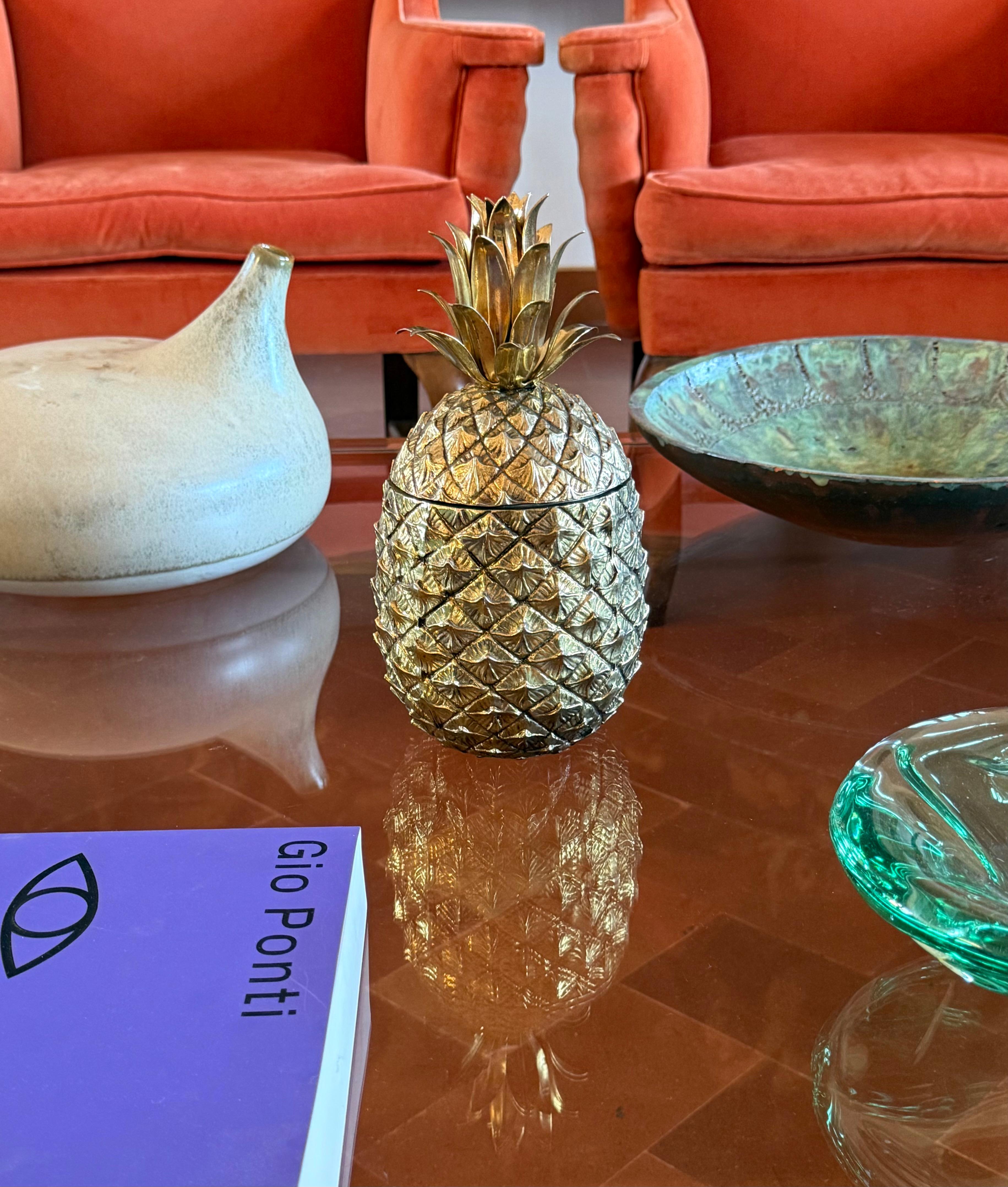 Mauro Manetti, golden Pineapple ice bucket, Italy 1970s (Hollywood Regency) im Angebot