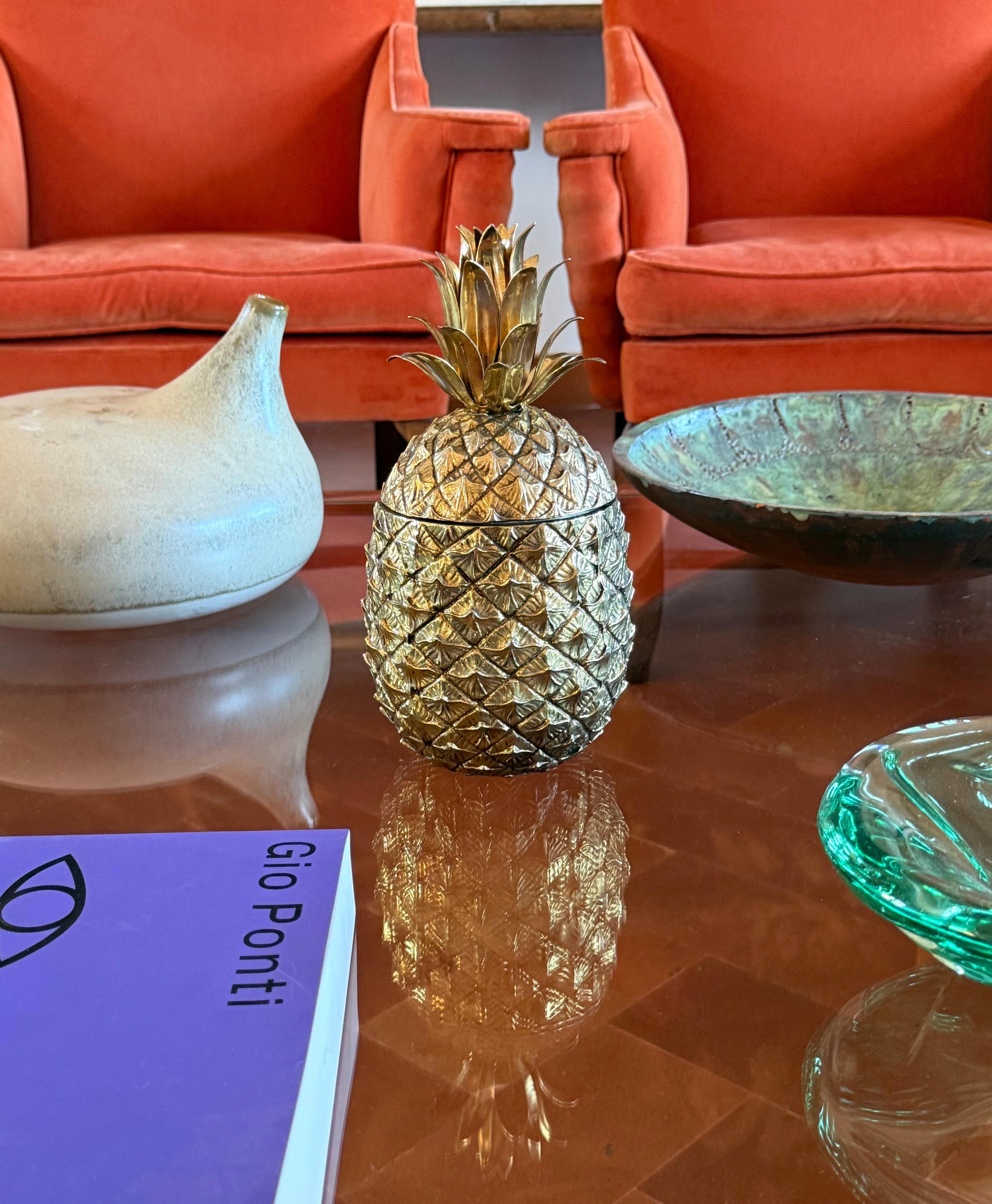 Mauro Manetti, golden Pineapple ice bucket, Italy 1970s (Italian) im Angebot