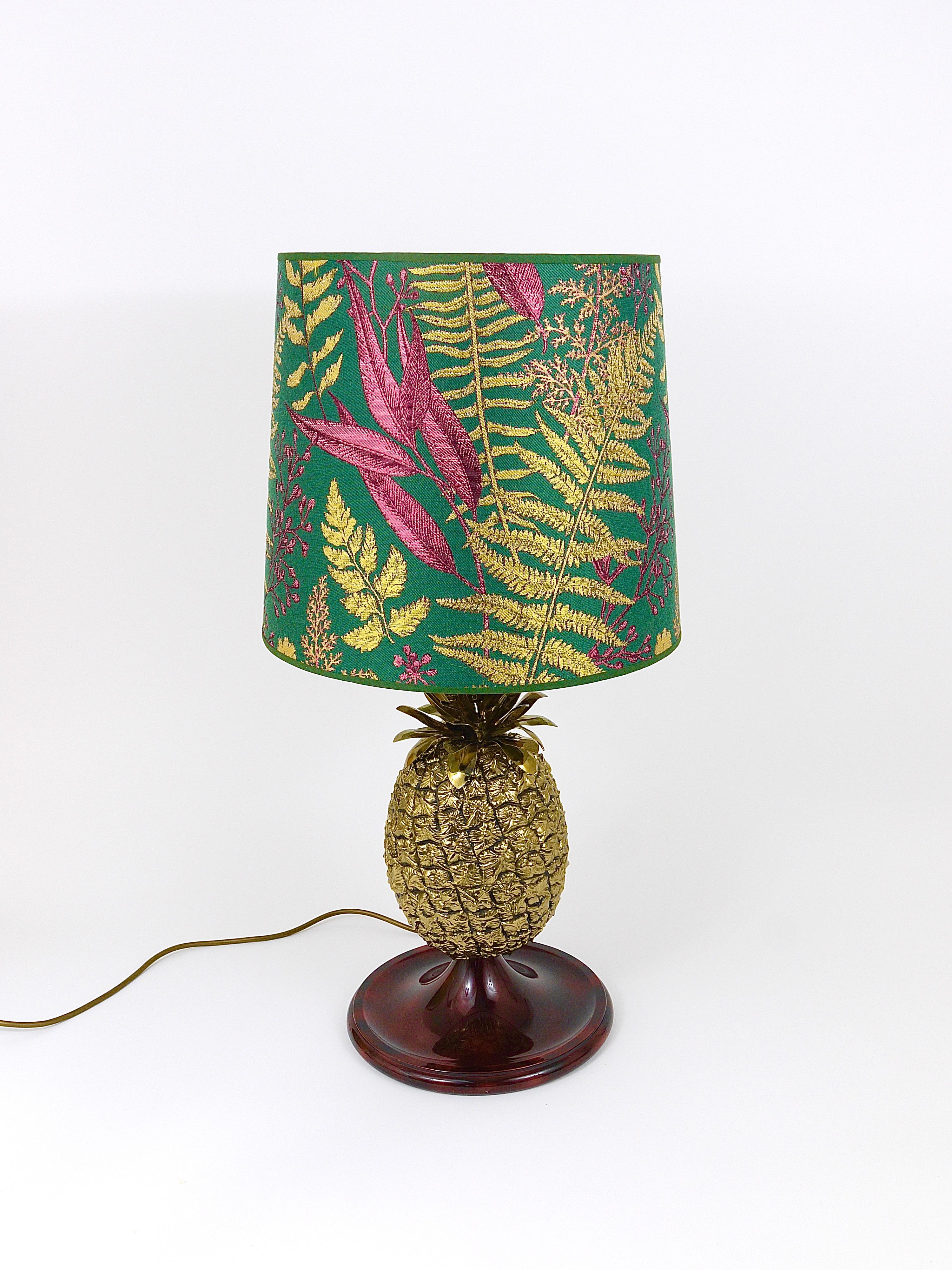 Italian Mauro Manetti Hollywood Regency Pineapple Brass Table Lamp, Italy, 1970s For Sale
