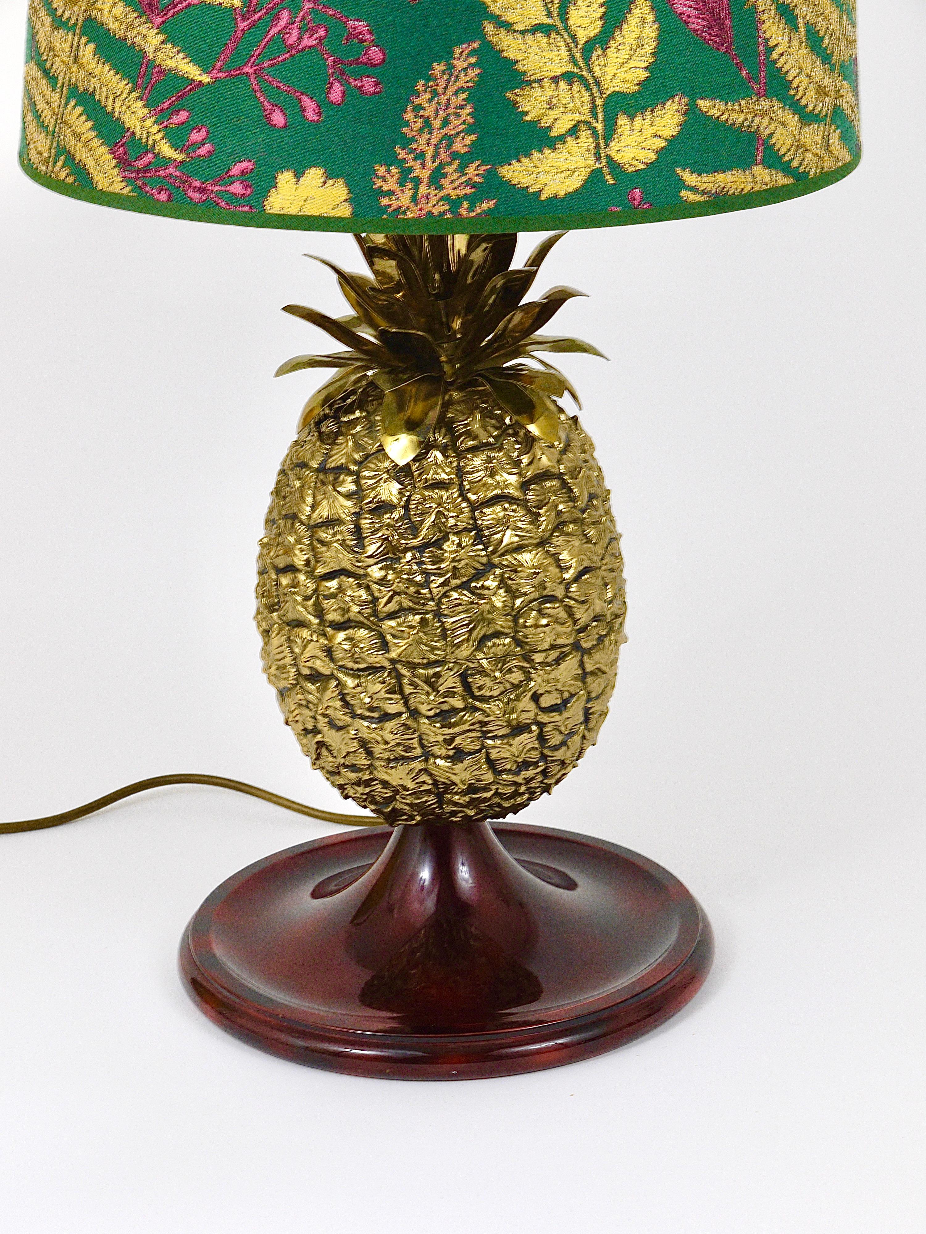 20th Century Mauro Manetti Hollywood Regency Pineapple Brass Table Lamp, Italy, 1970s For Sale