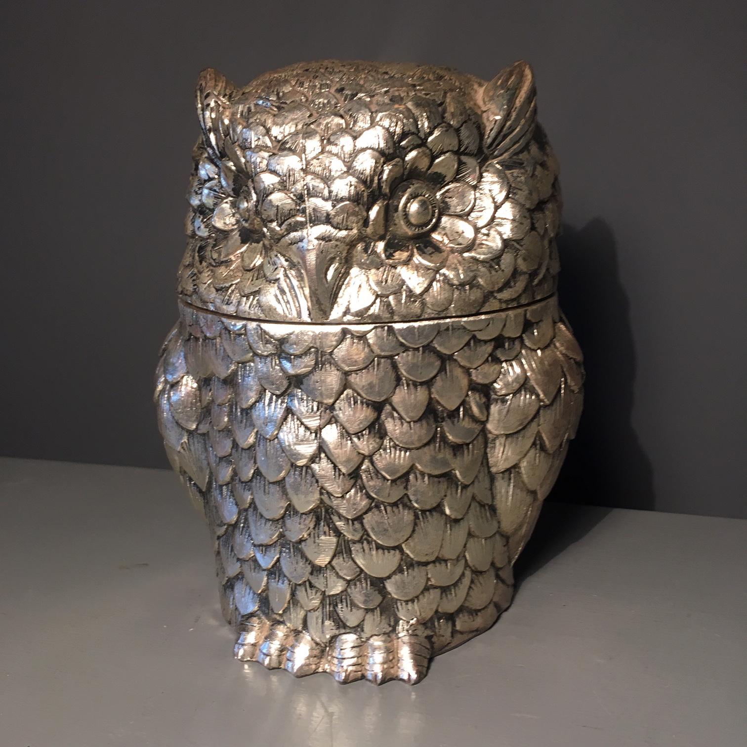 Mid-Century Modern Mauro Manetti Italian Owl Ice Bucket, 1970s