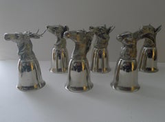 Mauro Manetti, Italy - Set Six Figural Stirrup Cups c.1970
