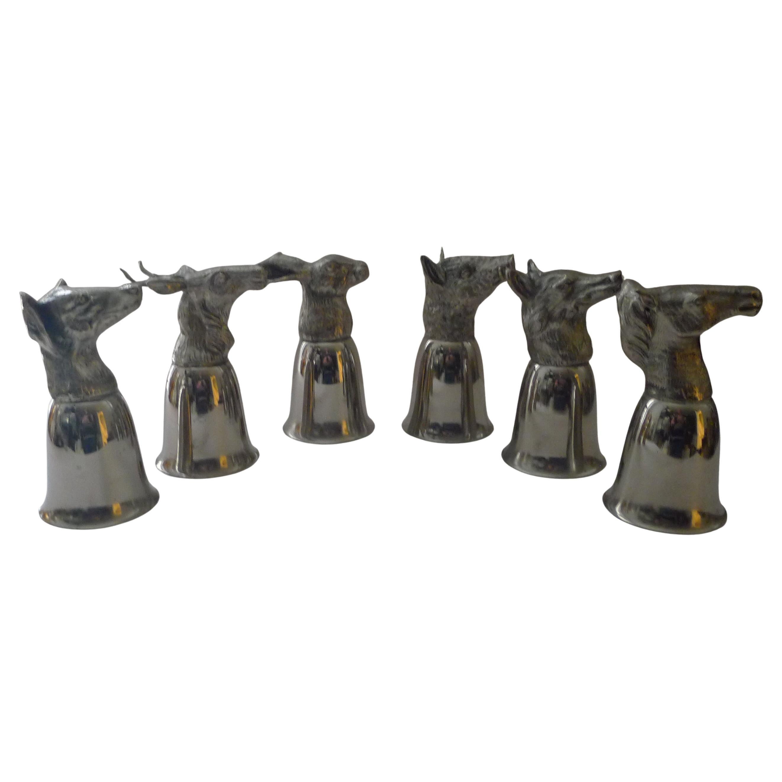 Mauro Manetti, Italy - Set Six Figural Stirrup Cups c.1970 im Angebot