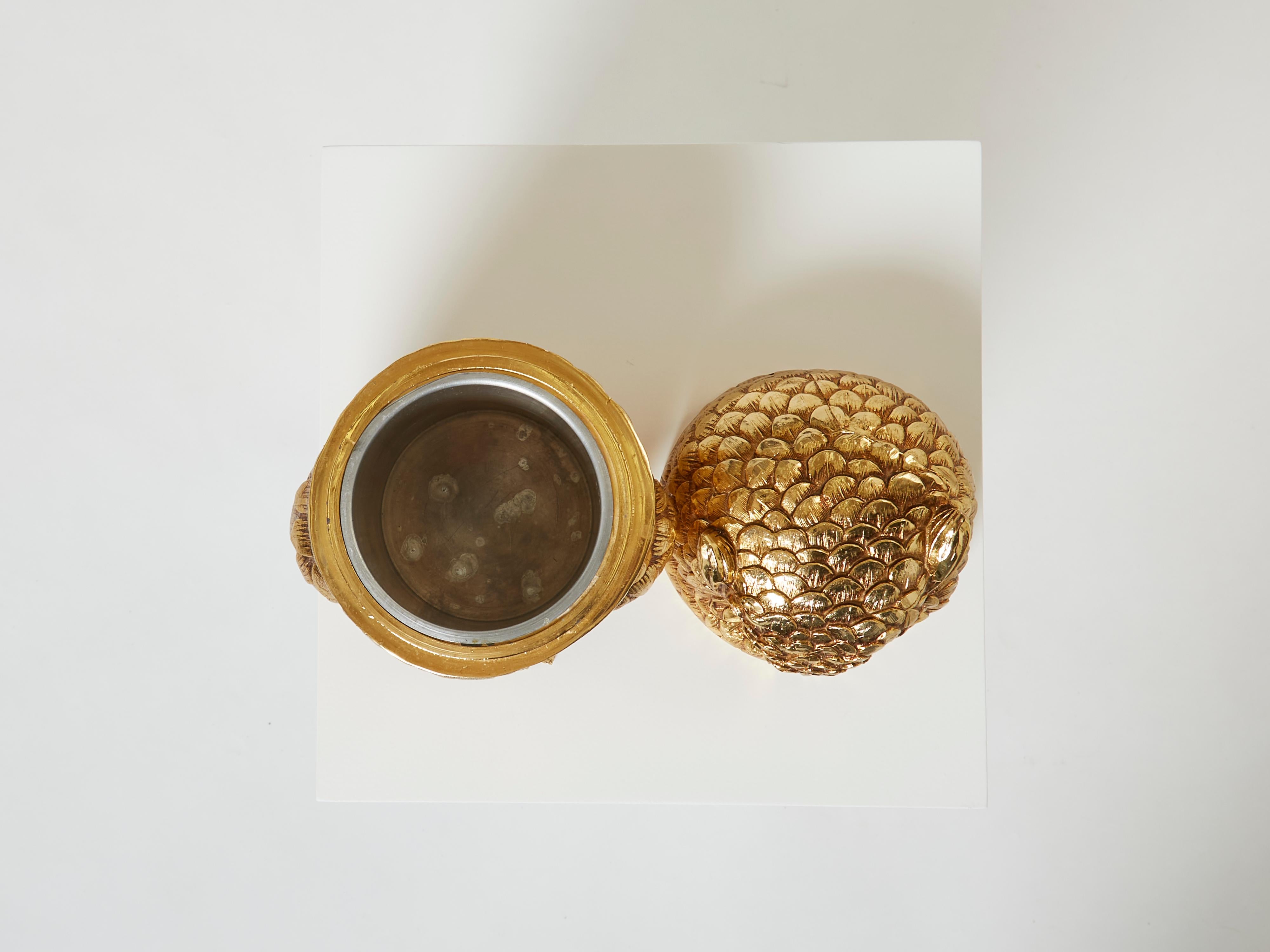 Mauro Manetti Owl Ice Bucket Gilt Plated Italy from 1960 3