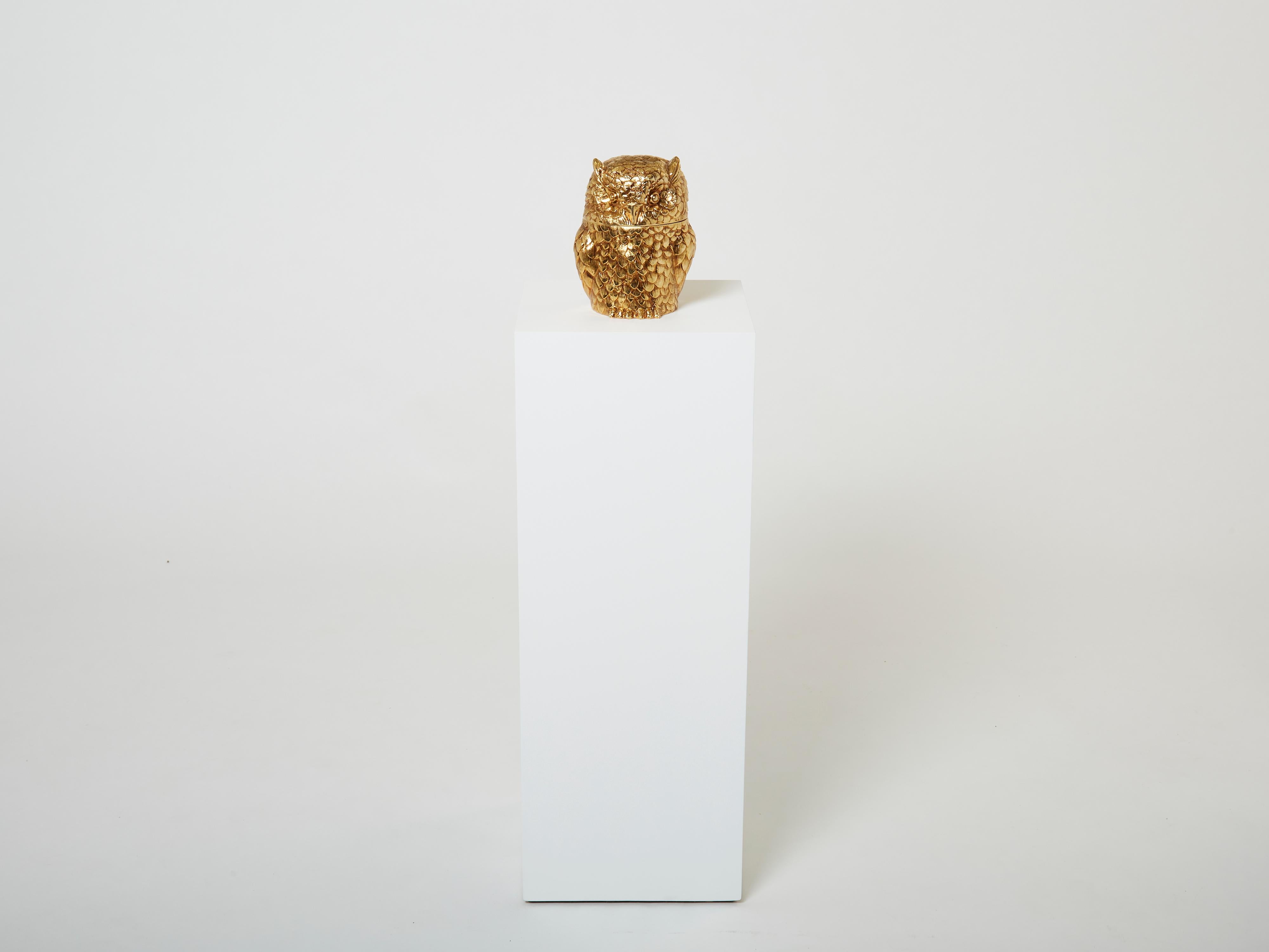 Mauro Manetti Owl Ice Bucket Gilt Plated Italy from 1960 In Good Condition In Paris, IDF