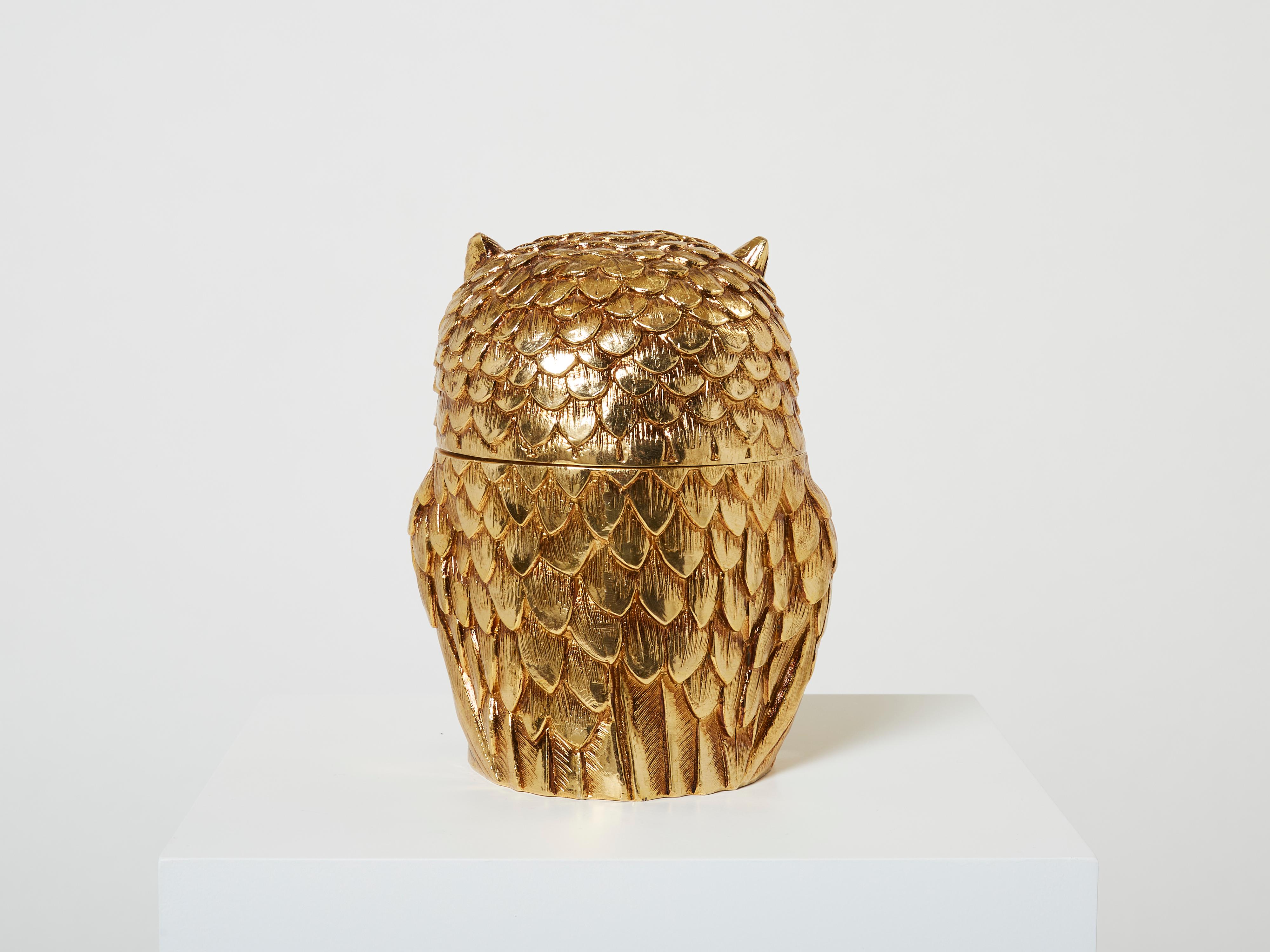 Mid-20th Century Mauro Manetti Owl Ice Bucket Gilt Plated Italy from 1960
