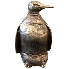 Vintage Mauro Manetti Penguin Ice Bucket, circa 1970 Silver Replated