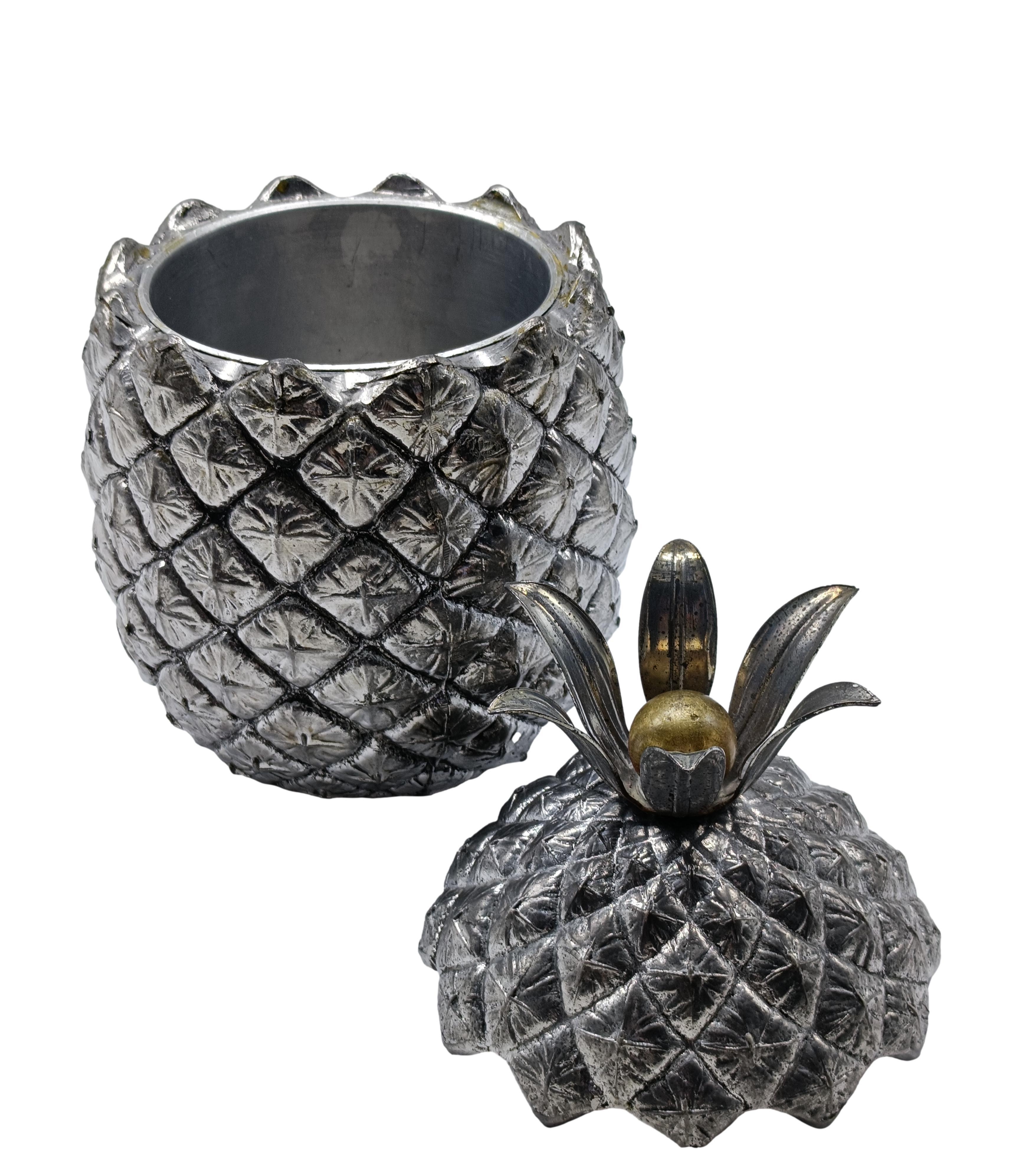 Italian Mauro Manetti per Fonderie Arte Firenze Scatola Ananas in Peltro, 1970s in vendita
