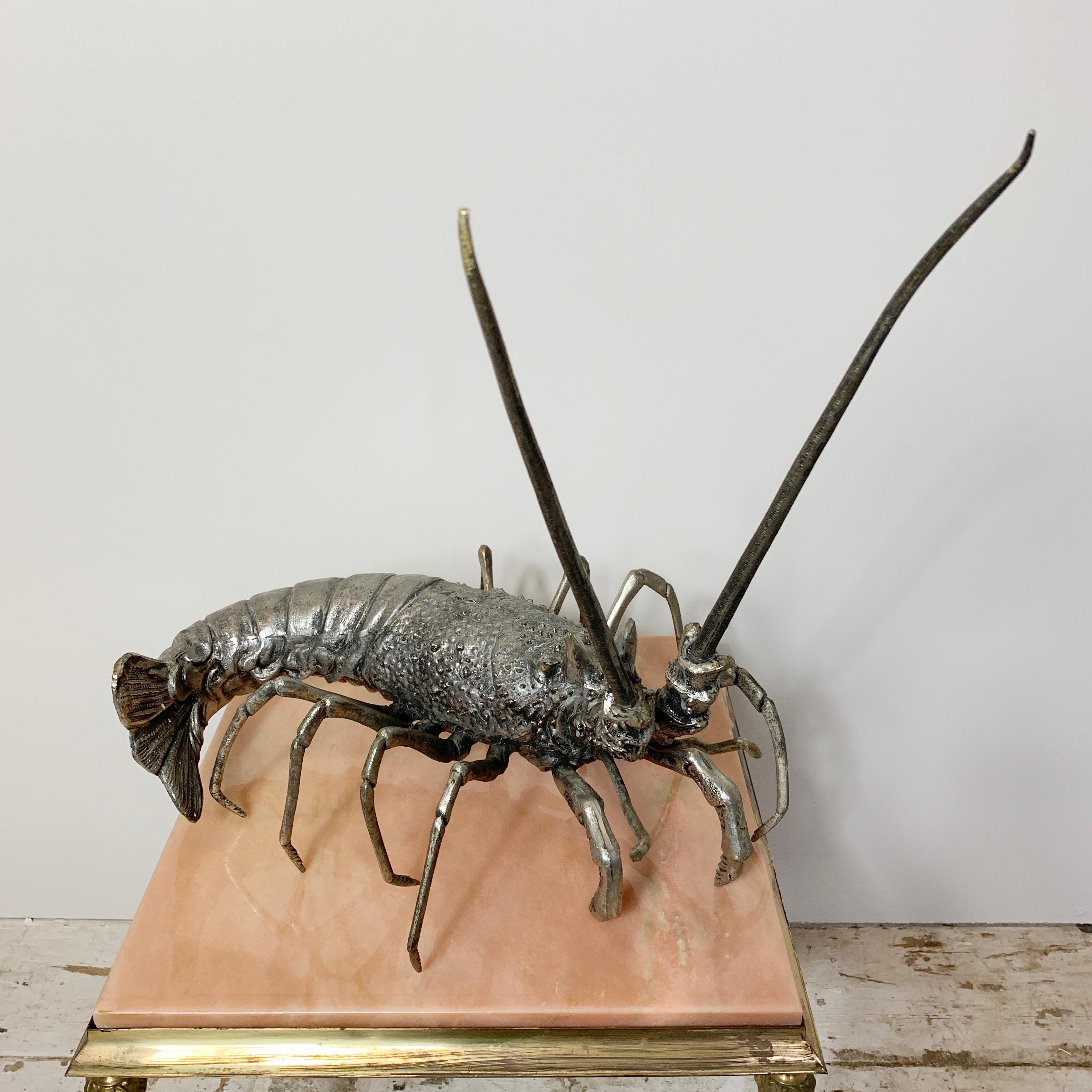 20th Century Mauro Manetti Pewter Lobster Sculpture, Italy, 1950s
