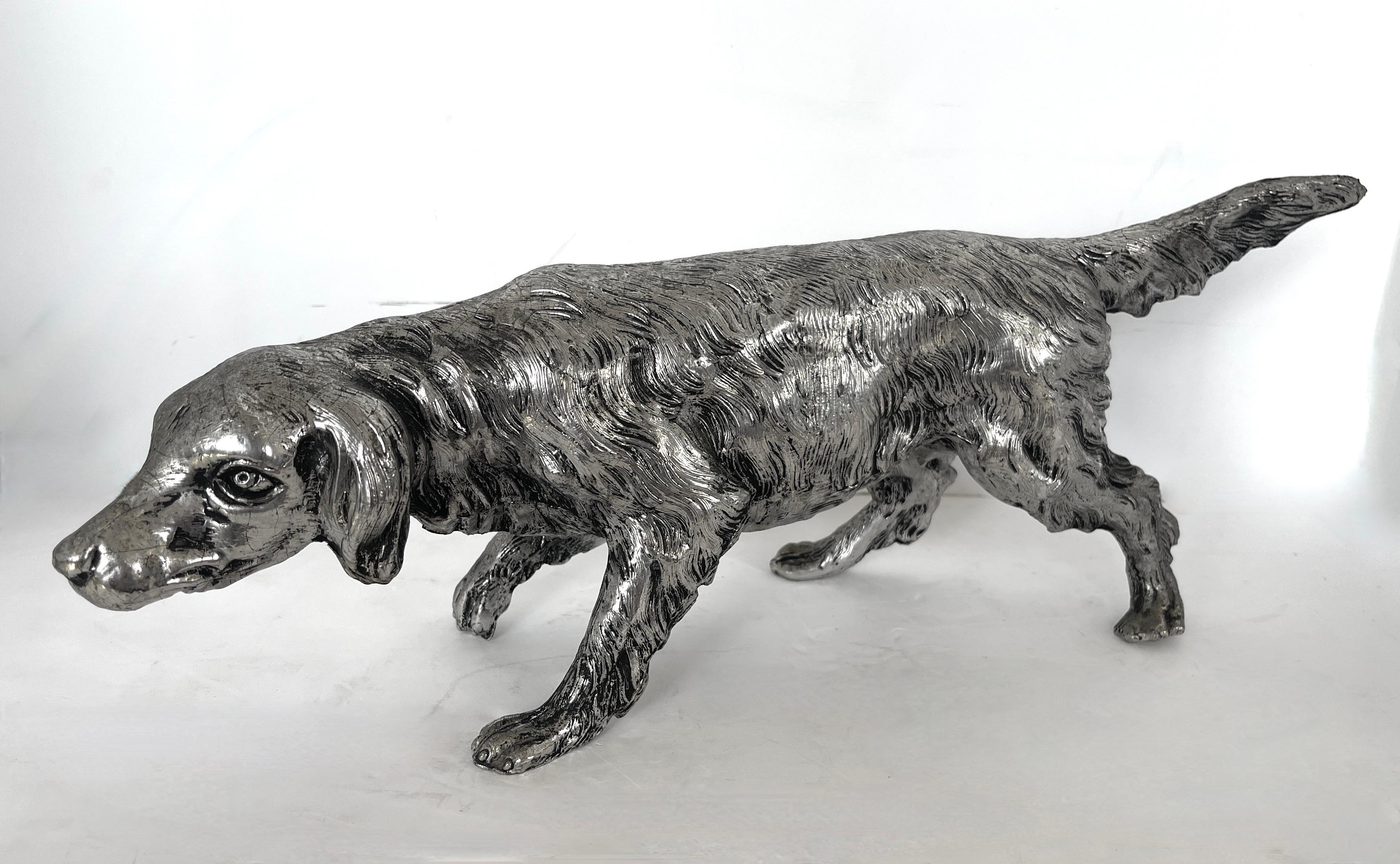 Mid-Century Modern Mauro Manetti Silver Plated Dog, for Lega Peltro, Italy, 1970s