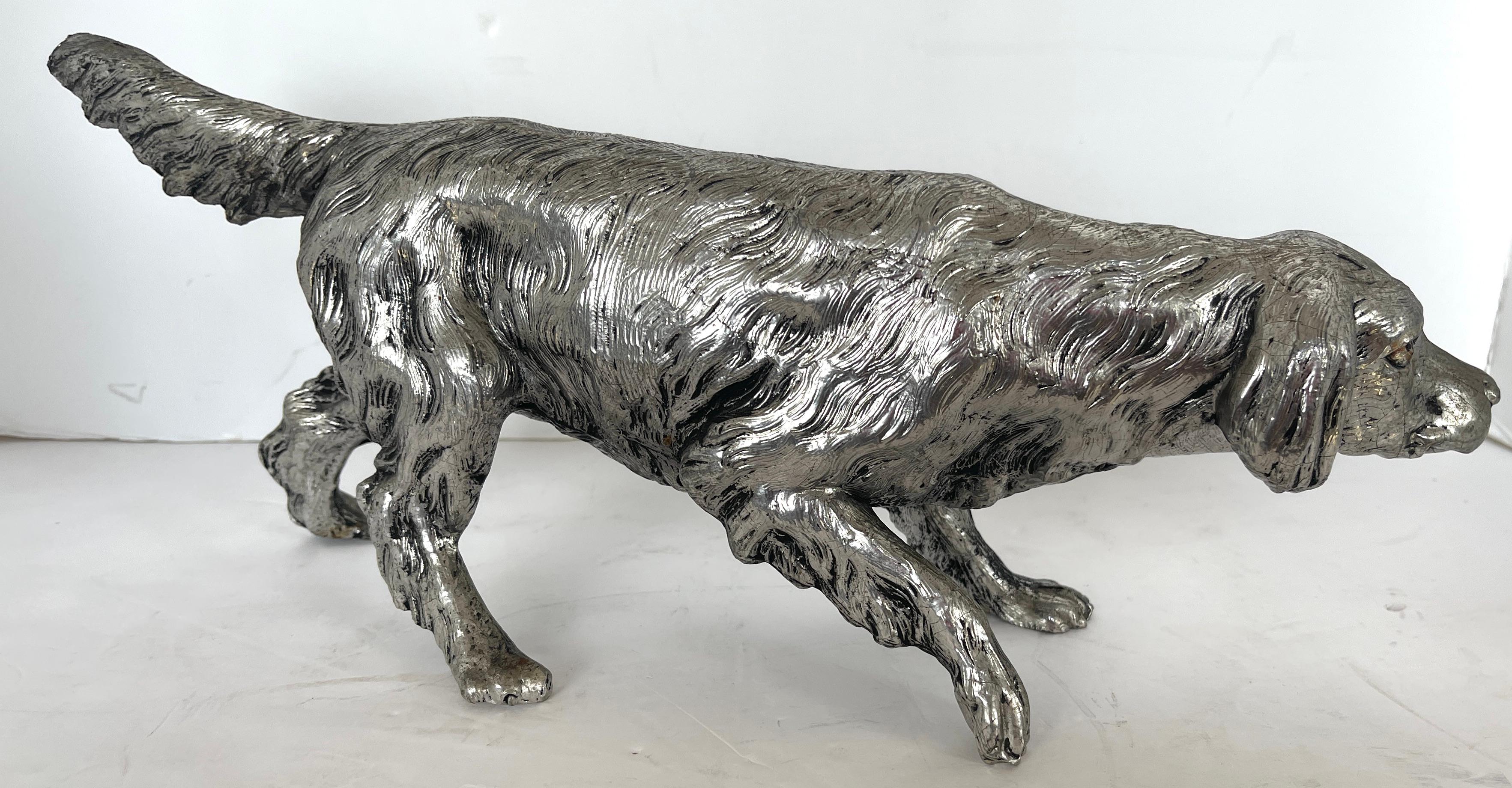 Italian Mauro Manetti Silver Plated Dog, for Lega Peltro, Italy, 1970s