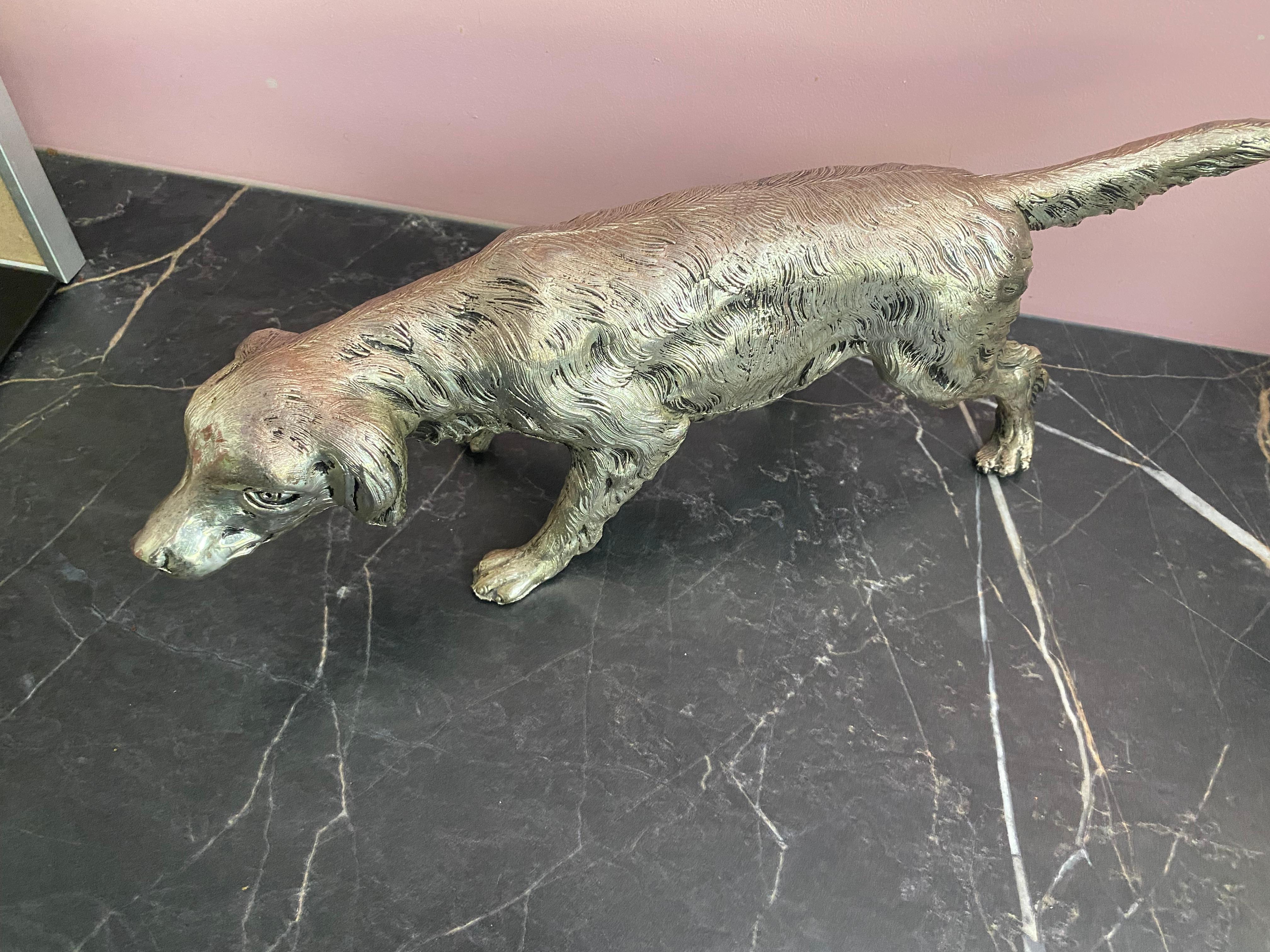 Cane placcato in argento di Mauro Manetti per Lega Peltro, Italia, anni '70 In condizioni buone in vendita a Waddinxveen, ZH