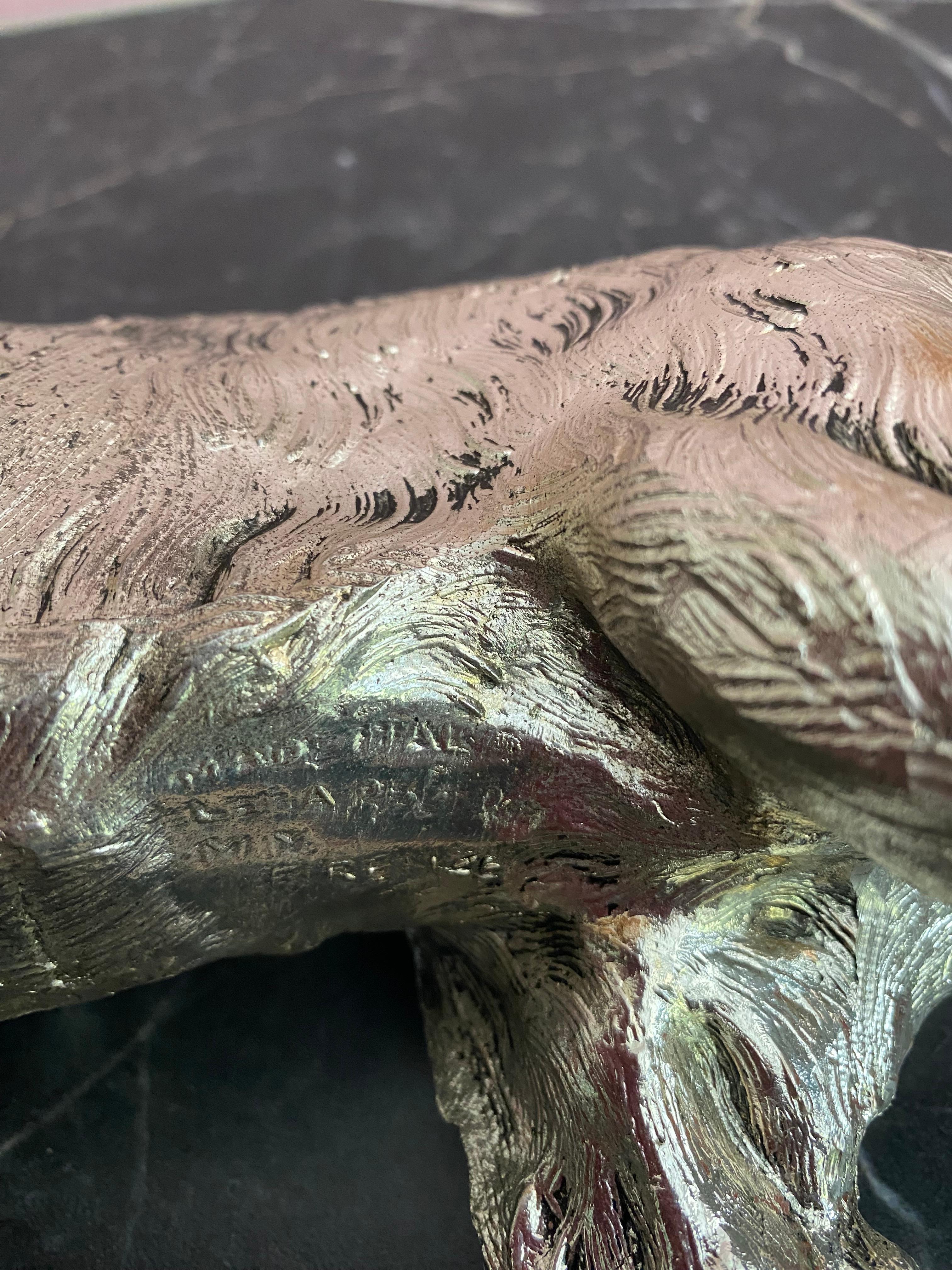 Metà XX secolo Cane placcato in argento di Mauro Manetti per Lega Peltro, Italia, anni '70 in vendita