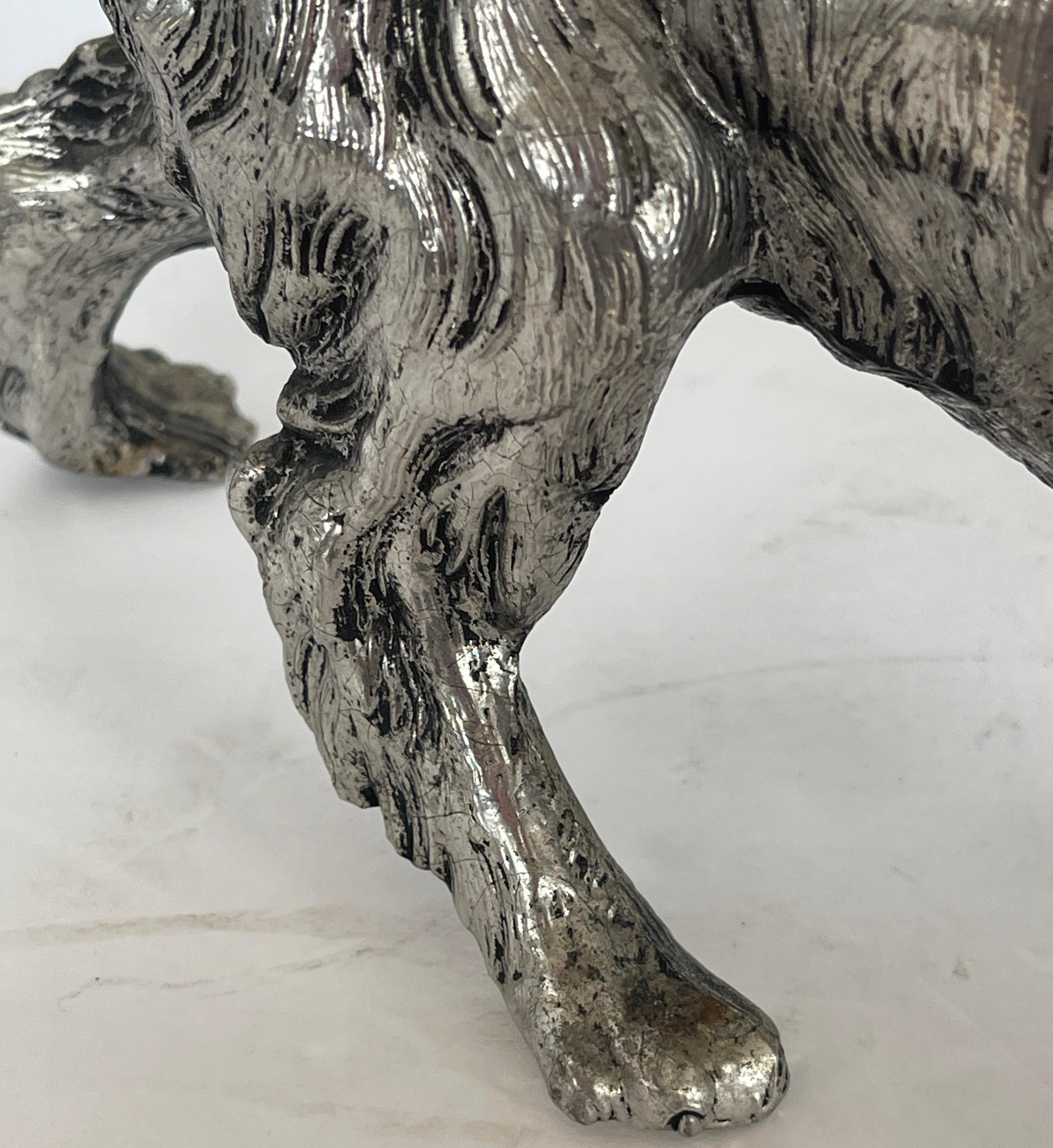Mauro Manetti Silver Plated Dog, for Lega Peltro, Italy, 1970s In Good Condition In West Palm Beach, FL