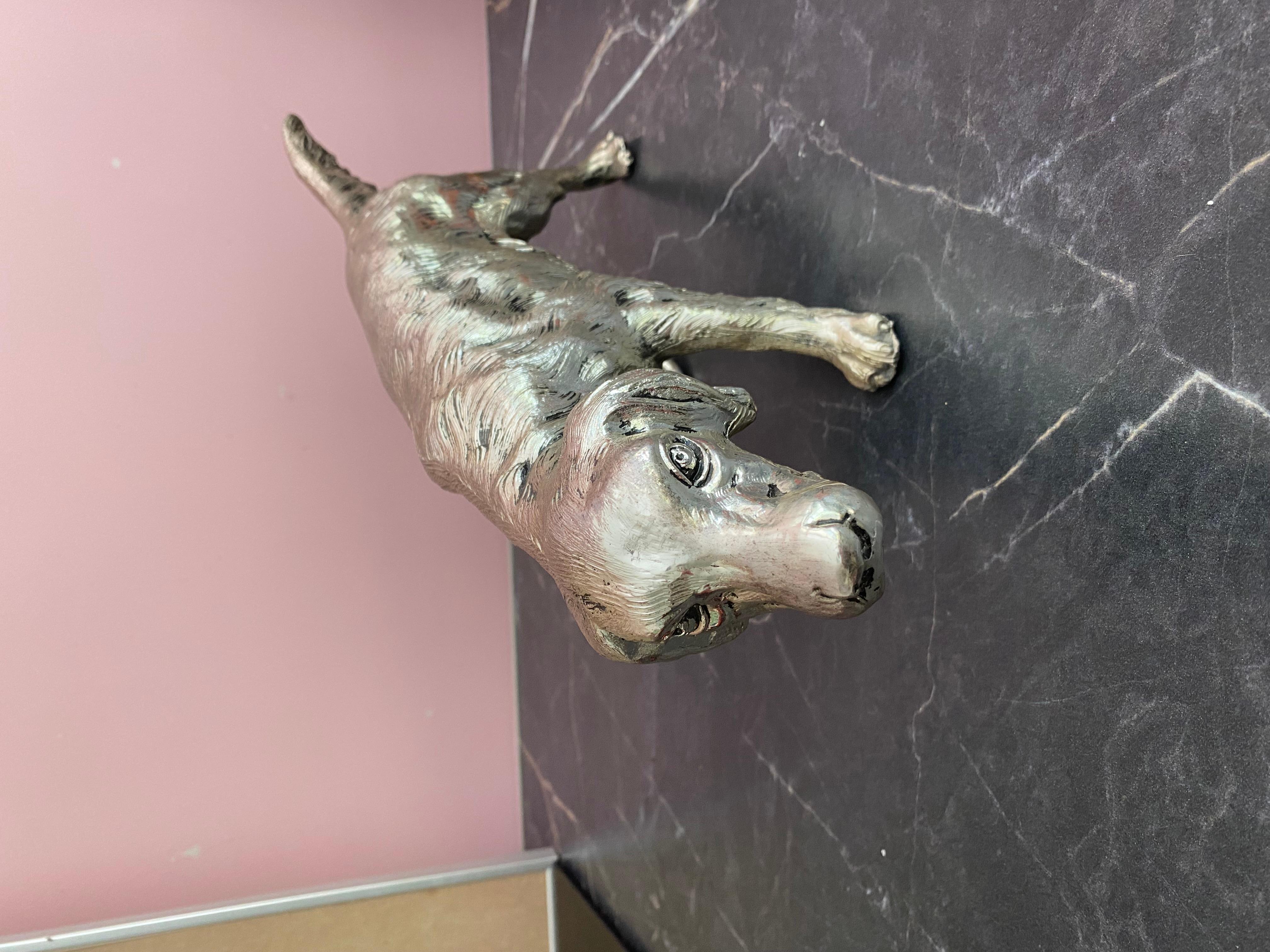 Cane placcato in argento di Mauro Manetti per Lega Peltro, Italia, anni '70 in vendita 1