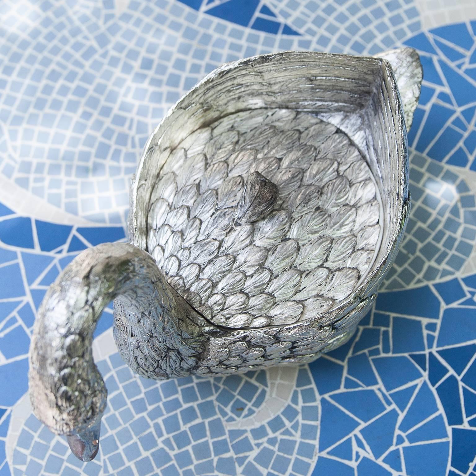 Mauro Manetti Silver Plated Swan Ice Bucket, Italy, 1970s 1