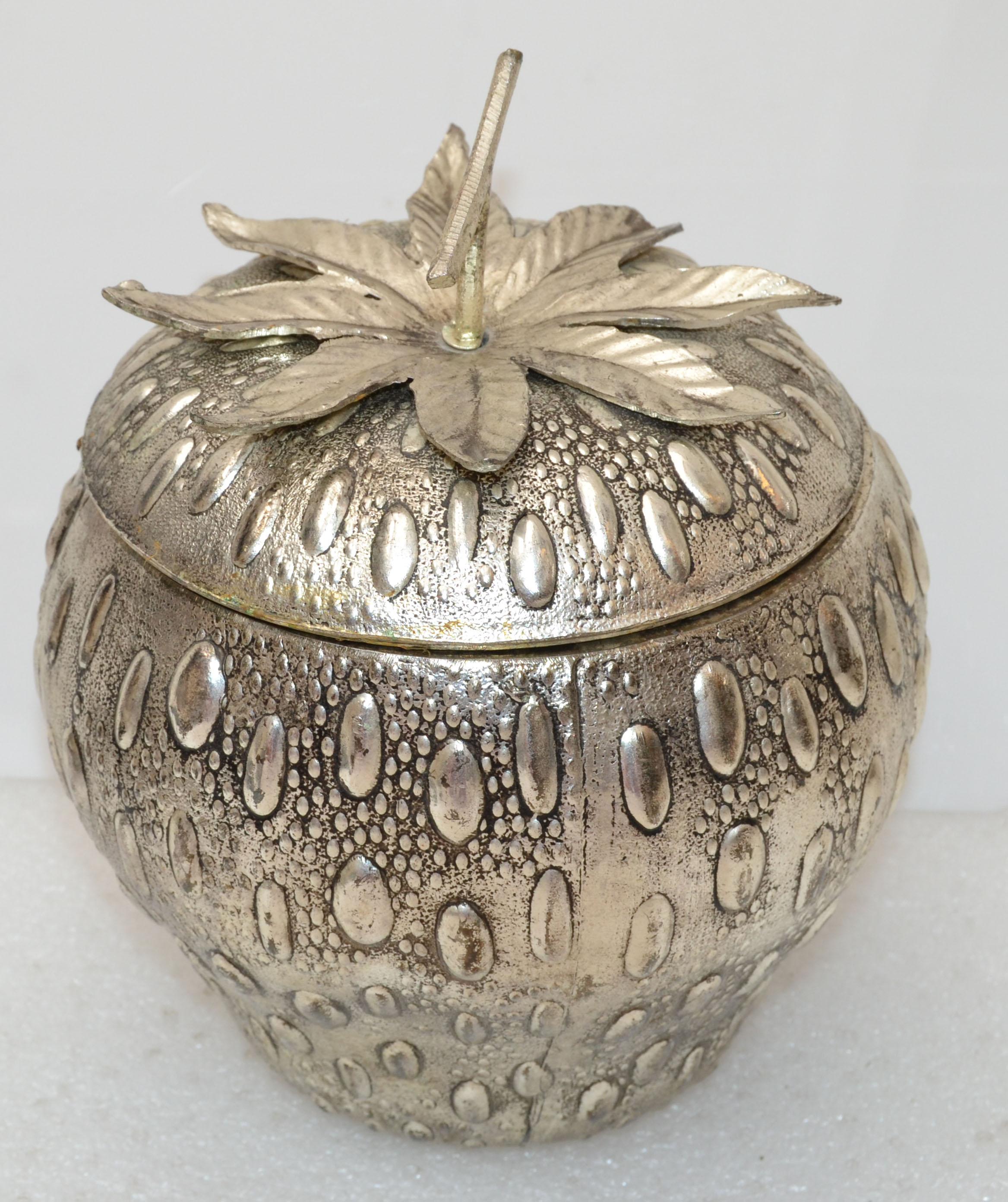 Italian Mauro Manetti Strawberry Silver Plate Ice Bucket Mid-Century Modern, Italy 1960 For Sale