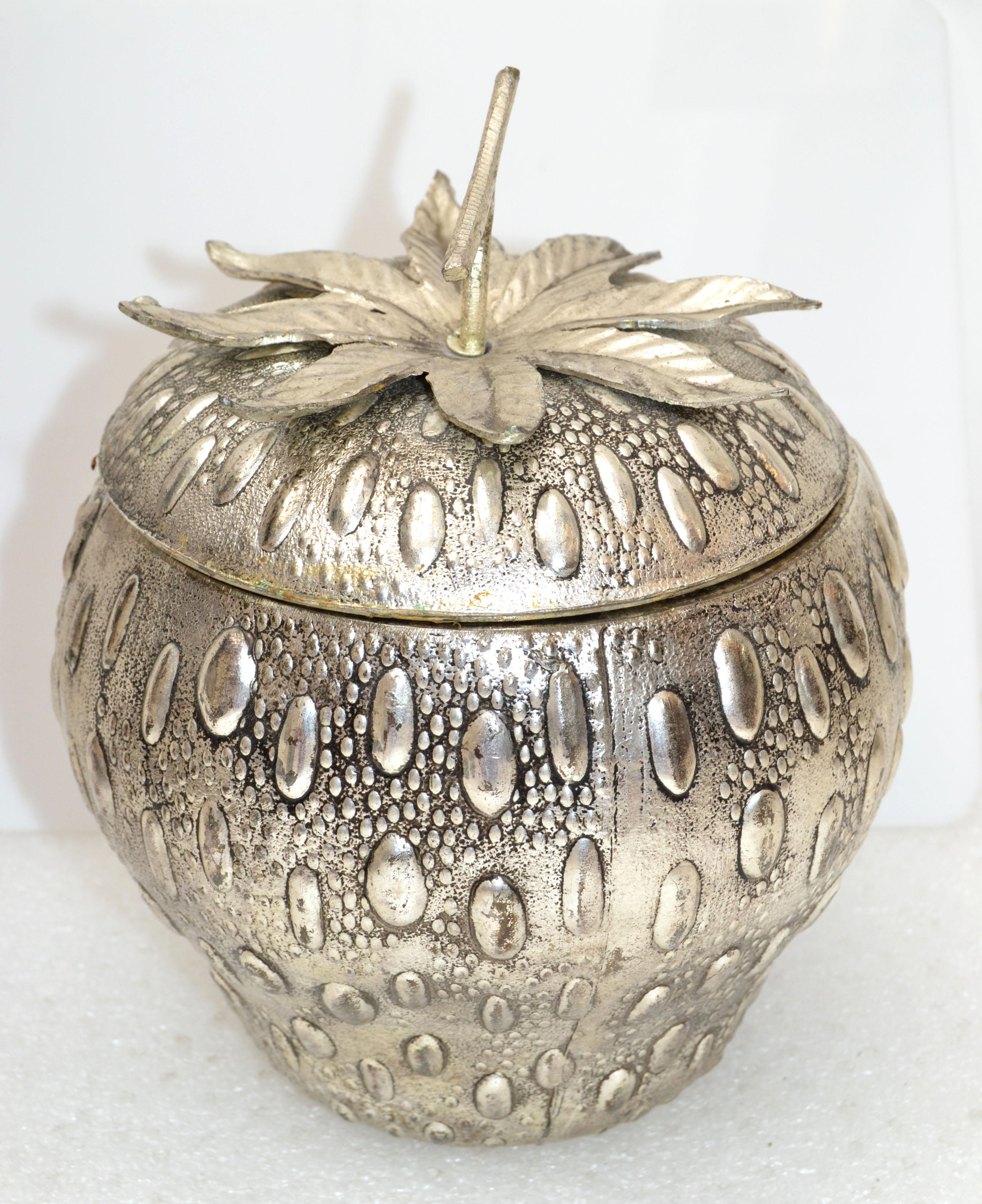 Metal Mauro Manetti Strawberry Silver Plate Ice Bucket Mid-Century Modern, Italy 1960 For Sale