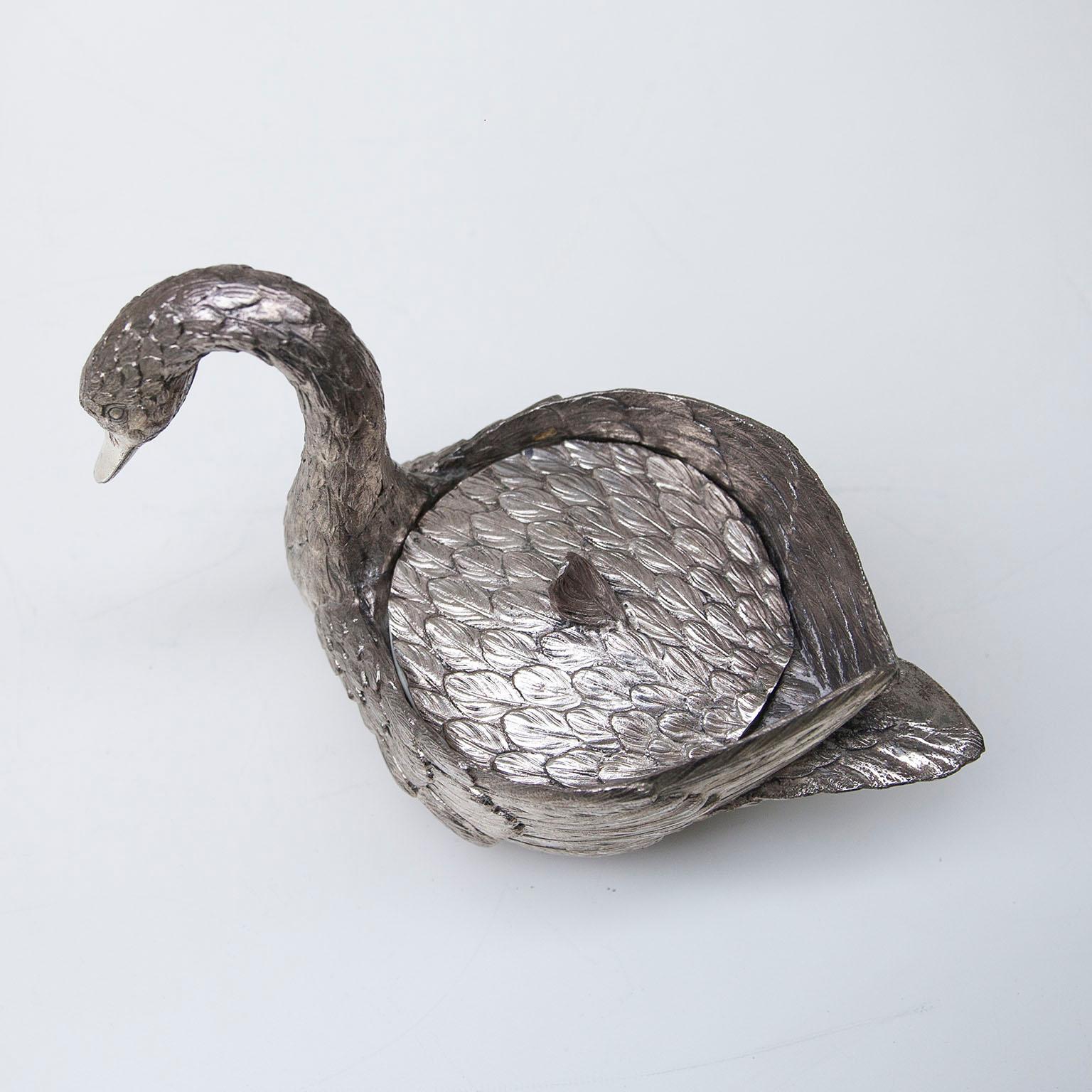 Plated Mauro Manetti Swan Ice Bucket, Italy, 1970s