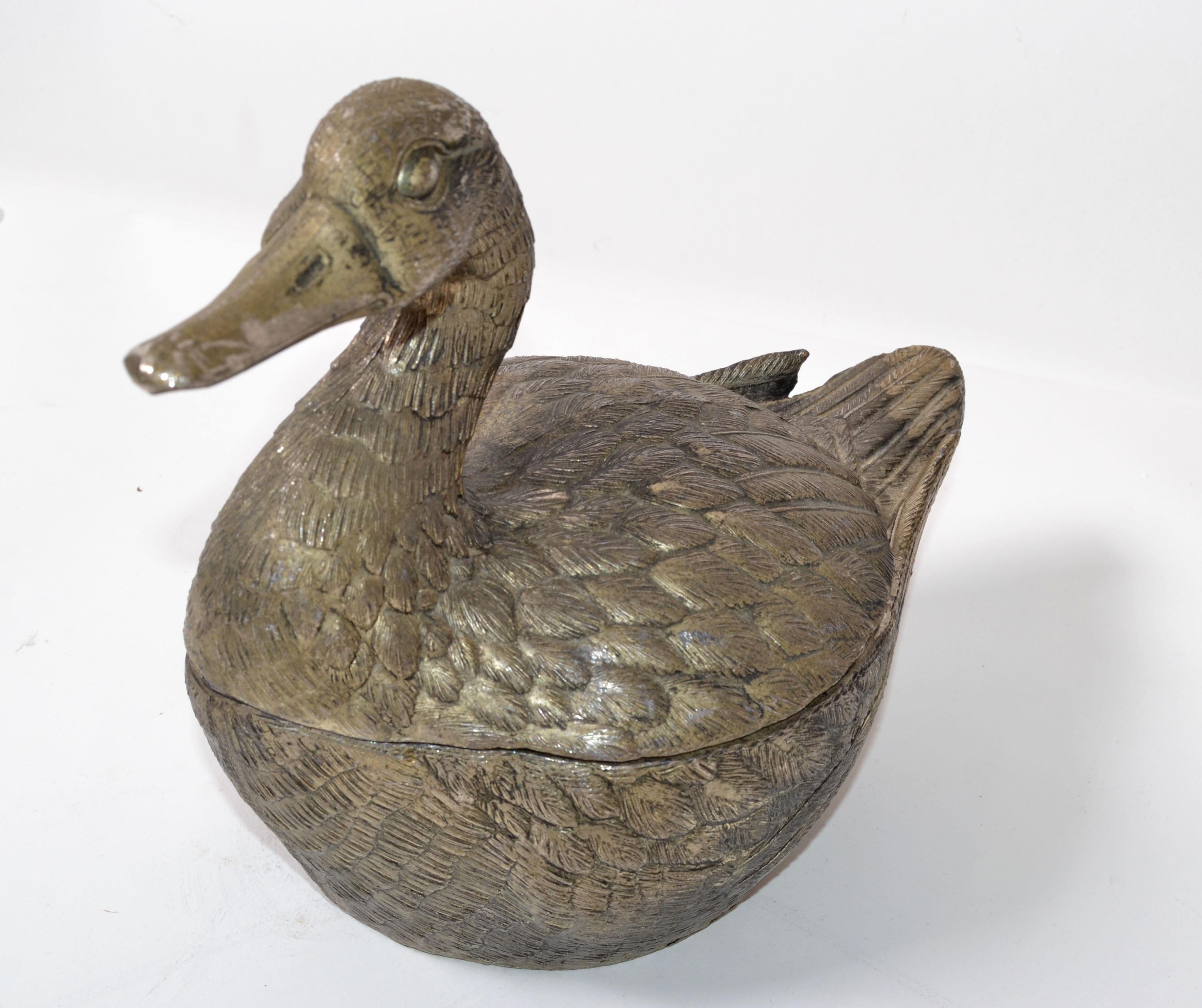 Mauro Manetti Swimming Duck versilberter Eiskübel, Mid-Century Modern, Italien im Angebot 4