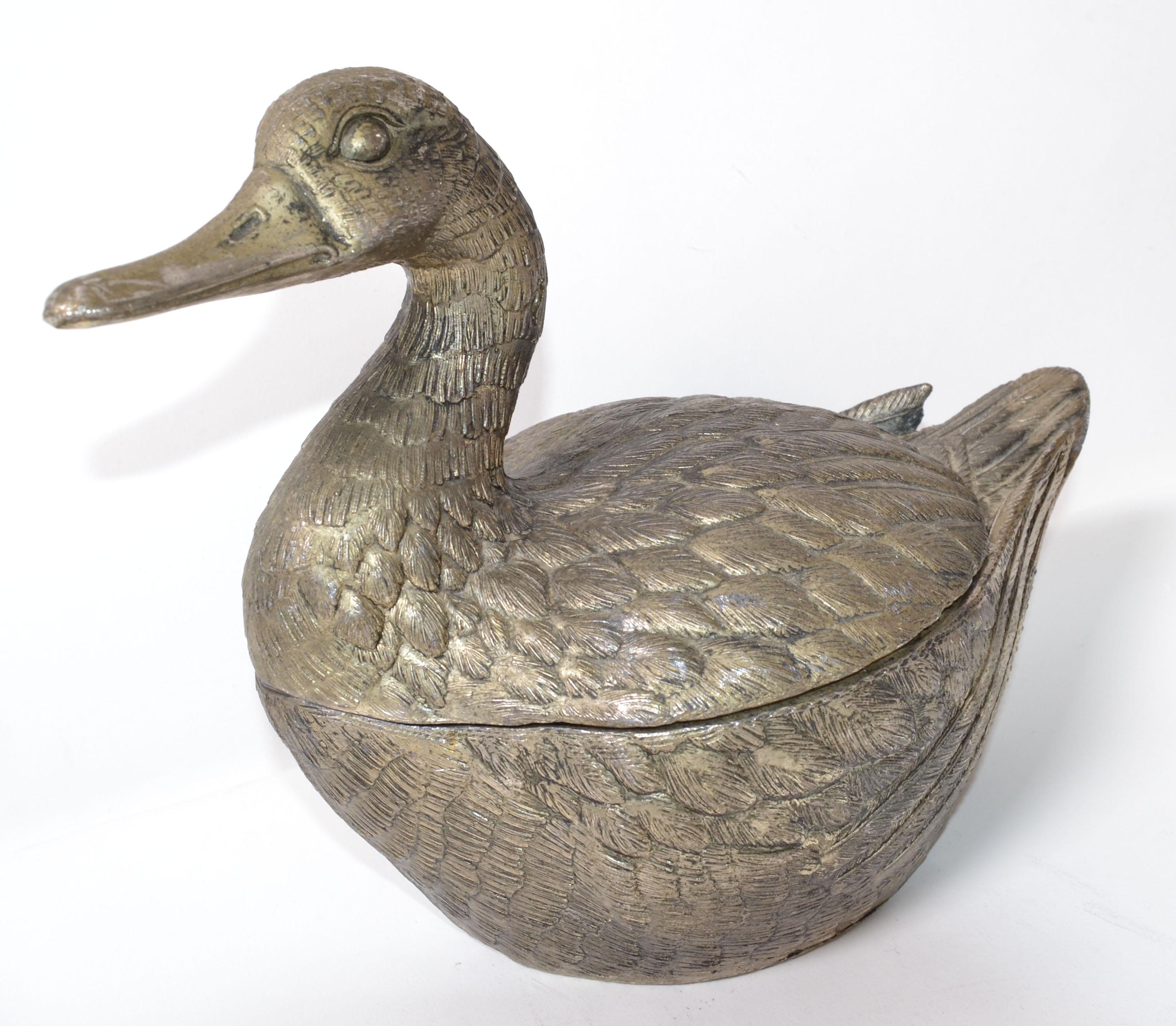 Mauro Manetti Swimming Duck versilberter Eiskübel, Mid-Century Modern, Italien im Angebot 5