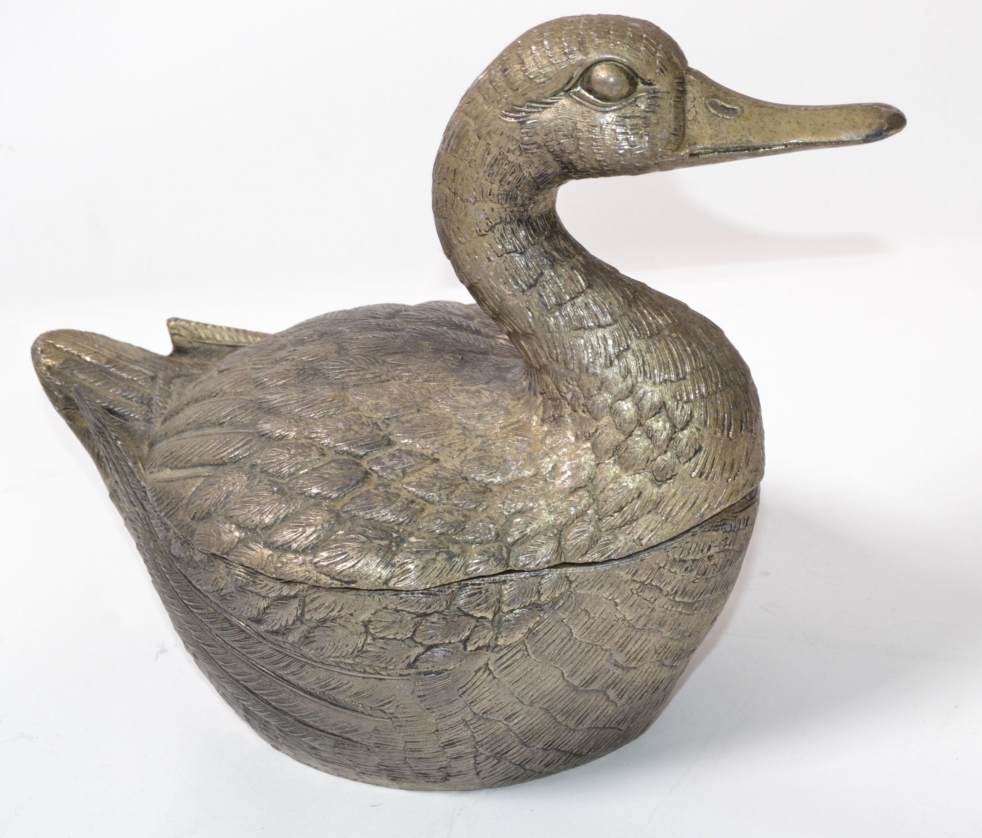 Mauro Manetti Swimming Duck versilberter Eiskübel, Mid-Century Modern, Italien (Moderne der Mitte des Jahrhunderts) im Angebot