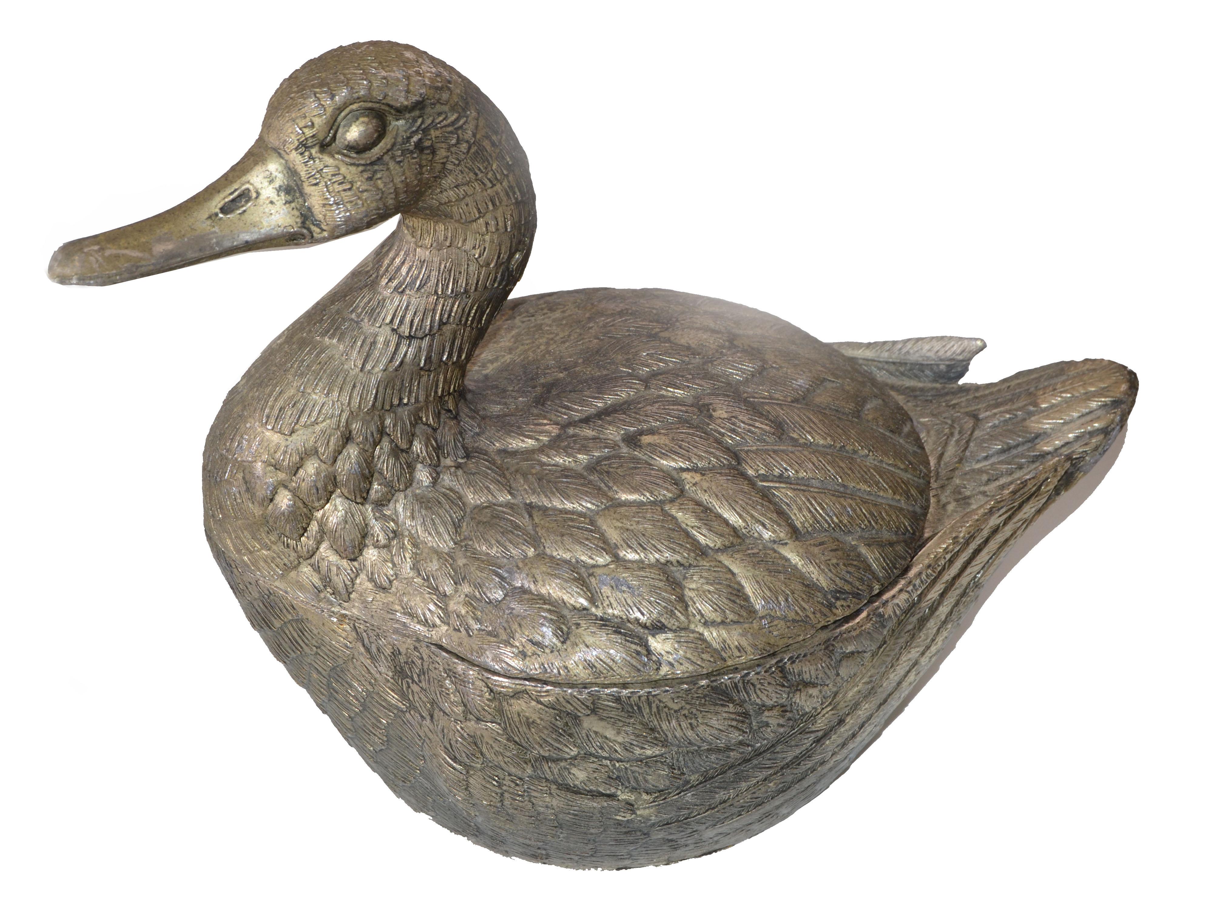 Mauro Manetti Swimming Duck versilberter Eiskübel, Mid-Century Modern, Italien (Mitte des 20. Jahrhunderts) im Angebot