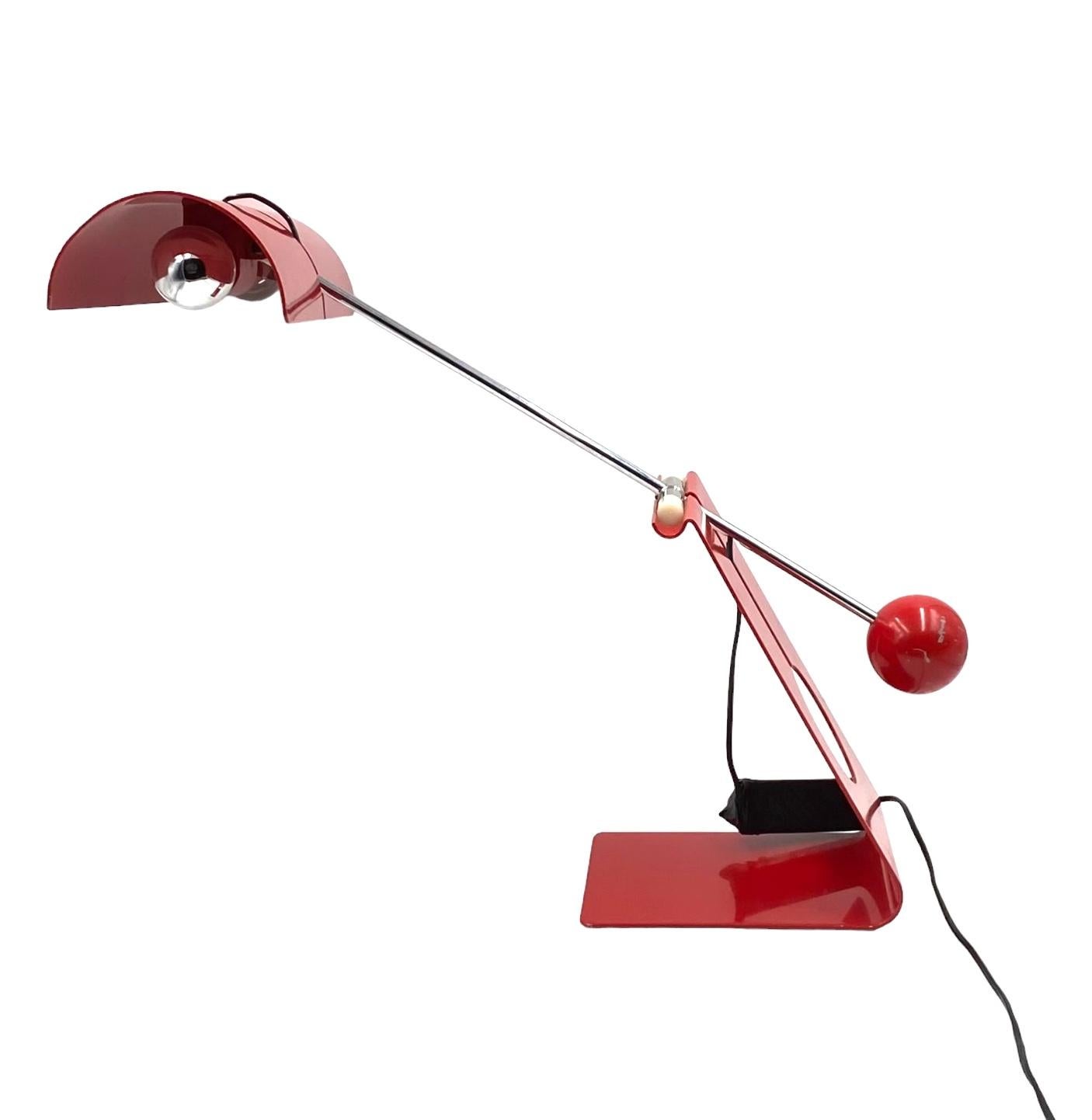 Mauro Martini, red 'Picchio' woodpecker table lamp, F.lli Martini Italy 1970s For Sale 8