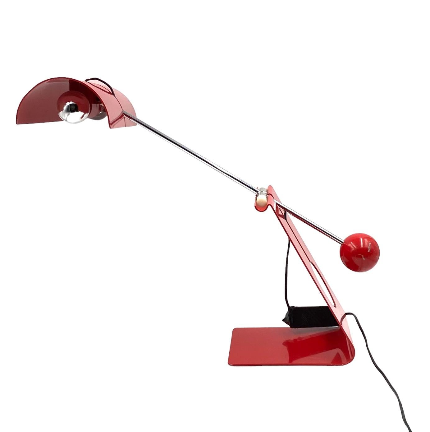 Mauro Martini, red 'Picchio' woodpecker table lamp, F.lli Martini Italy 1970s For Sale 9