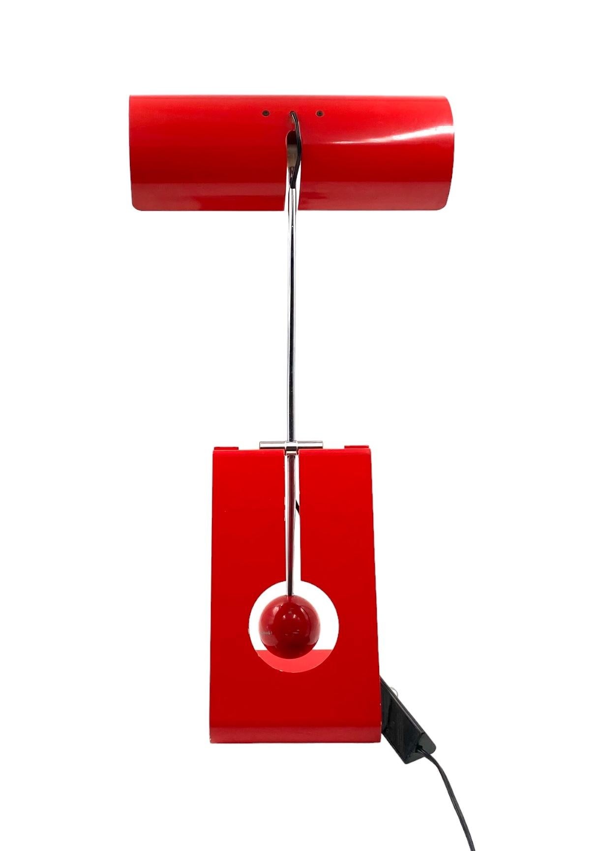 Mauro Martini, lámpara de mesa roja 'Picchio' pájaro carpintero, F.lli Martini Italia 1970s en venta 10