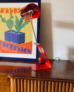 Mauro Martini, red 'Picchio' woodpecker table lamp, F.lli Martini Italy 1970s