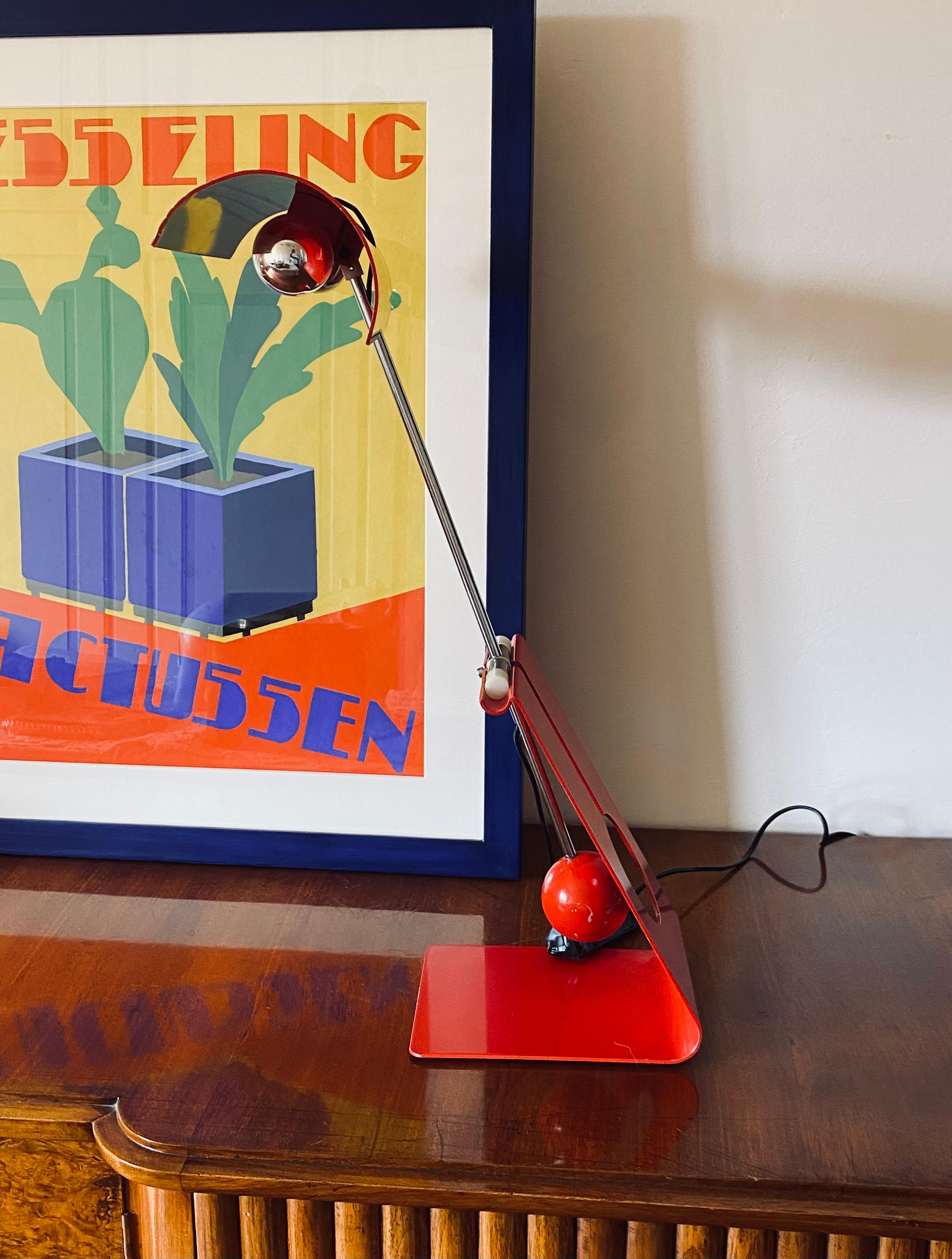 Mauro Martini, lámpara de mesa roja 'Picchio' pájaro carpintero, F.lli Martini Italia 1970s Italian en venta