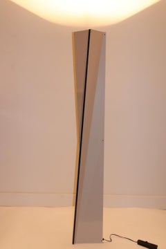 Mauro Marzollo Sculptured Floor Lamp Beige Lacquered  Black Stripes Details