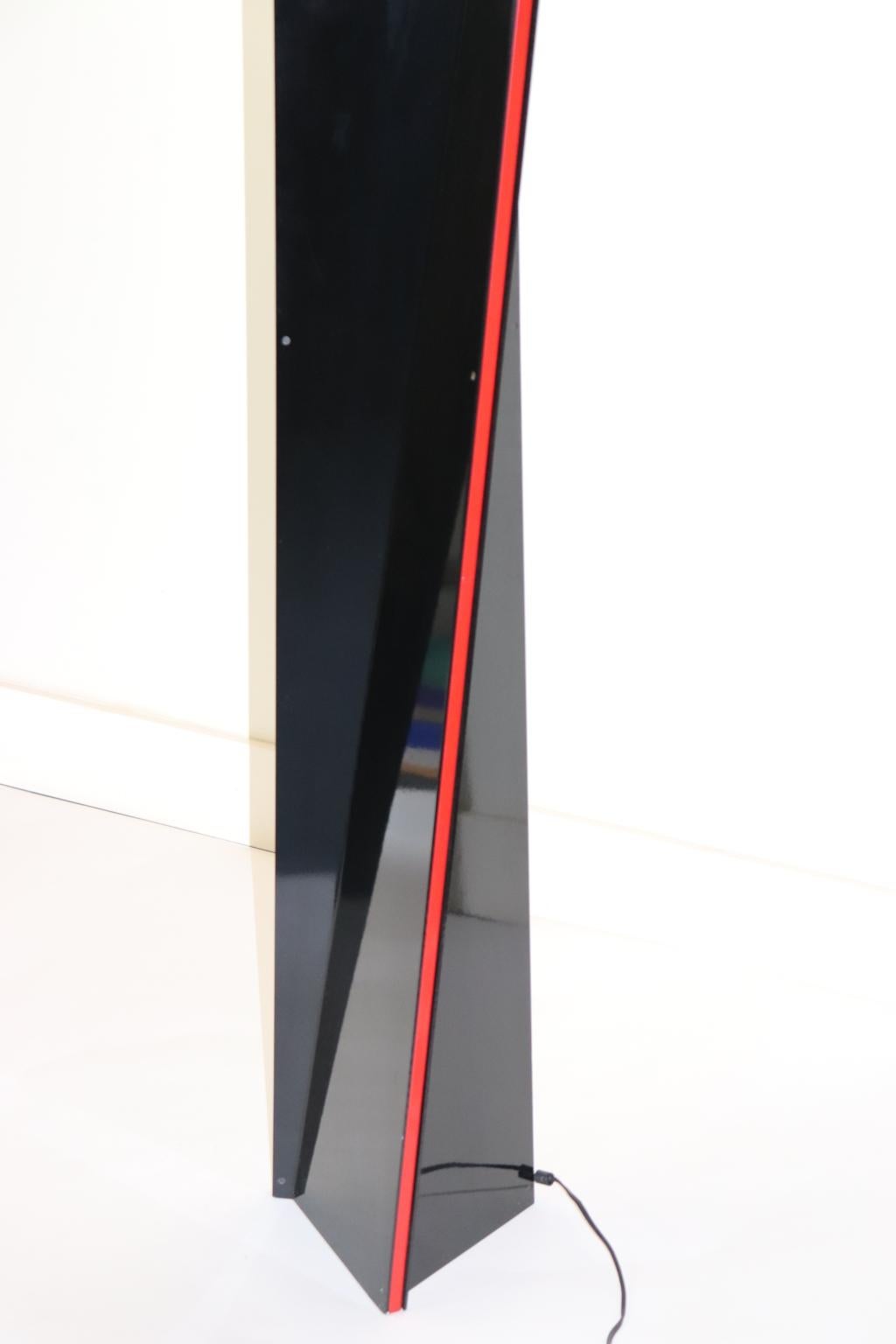 Mauro Marzollo Sculptured Floor Lamp Black with Red Stripes Details For Sale 2