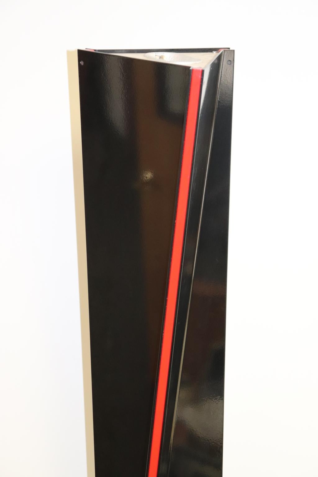 Mauro Marzollo Sculptured Floor Lamp Black with Red Stripes Details For Sale 3