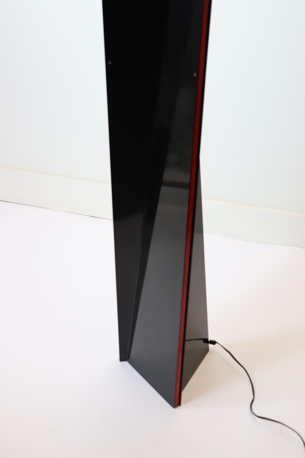 Mauro Marzollo Sculptured Floor Lamp Black with Red Stripes Details For Sale 4