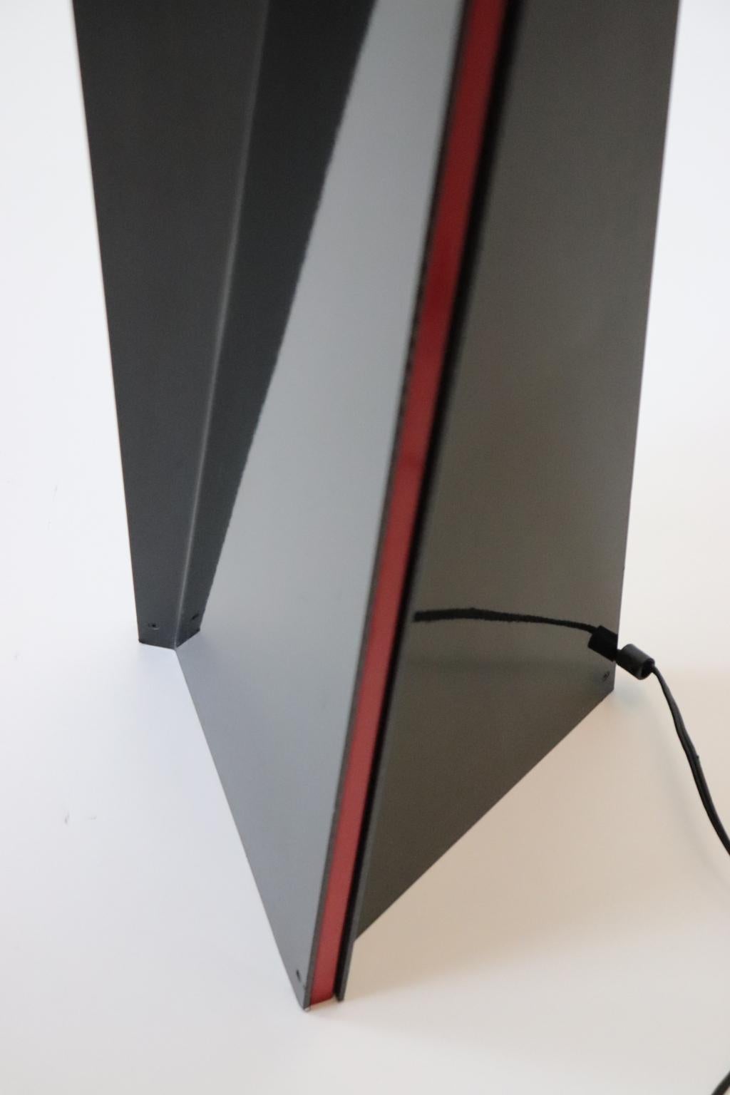 Mauro Marzollo Sculptured Floor Lamp Black with Red Stripes Details For Sale 5