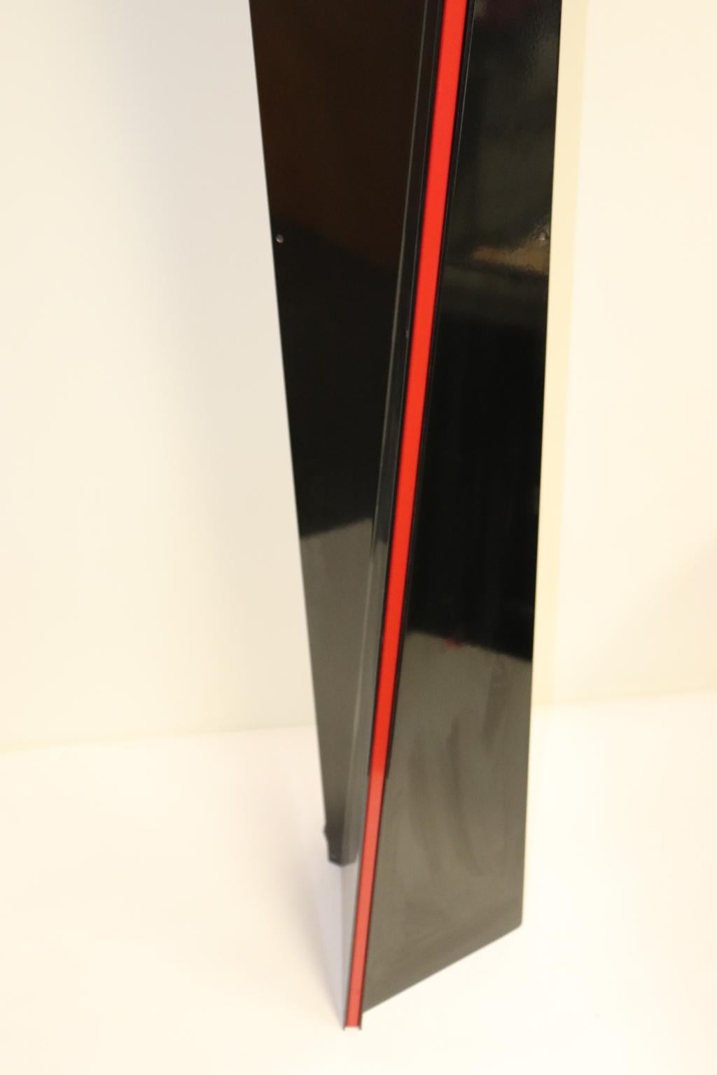 Italian Mauro Marzollo Sculptured Floor Lamp Black with Red Stripes Details For Sale