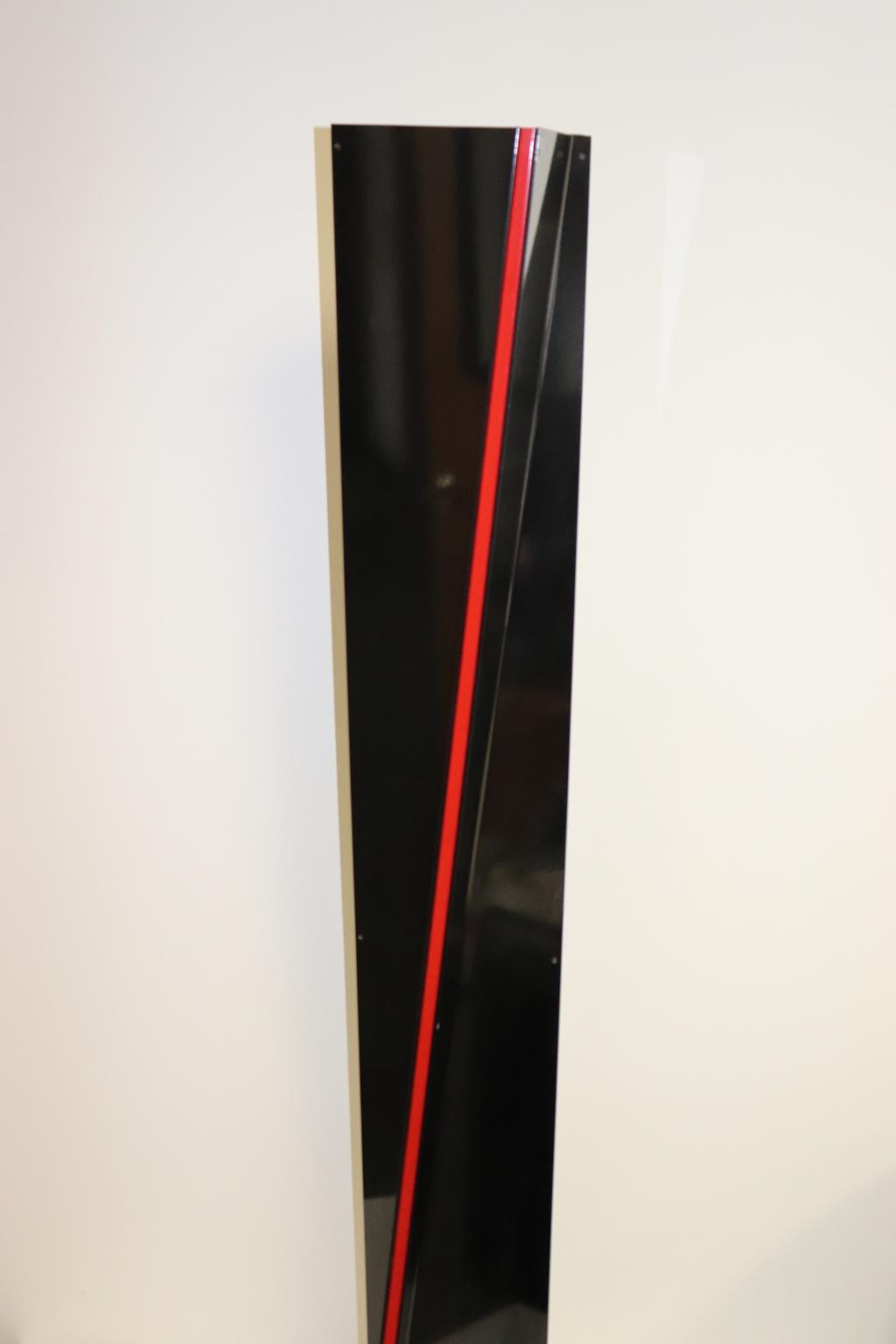Mauro Marzollo Sculptured Floor Lamp Black with Red Stripes Details For Sale 1